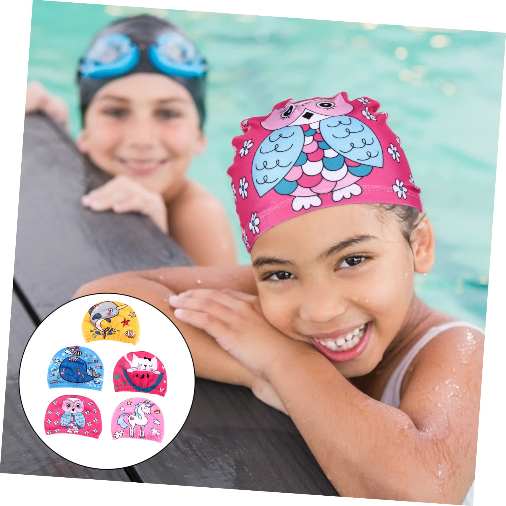 TOYANDONA Gorro De Natación Infantil con Divertidos Tapa De Natación Y Elástica para Piscina Y Actividades Acuáticas