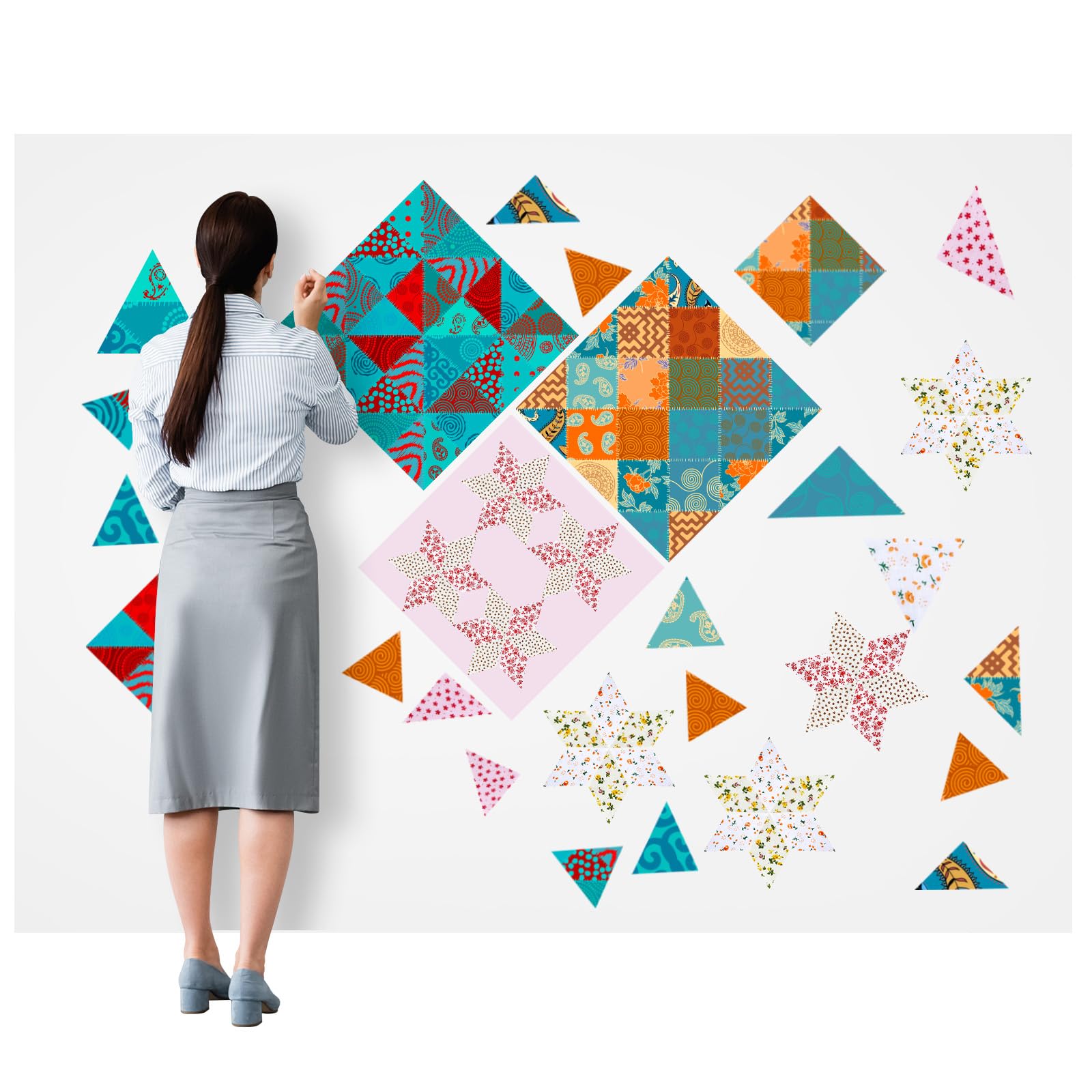 Buryeah 1 Pcs Quilt Design Wall Fabrics 108 x 60 Inches, No Grid, White
