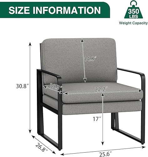 Miniatura 12 de ALISH Sillas decorativas, sillón tapizado, sillas modernas para sala de estar, sillón de lino, sillas laterales de lectura con patas de metal para