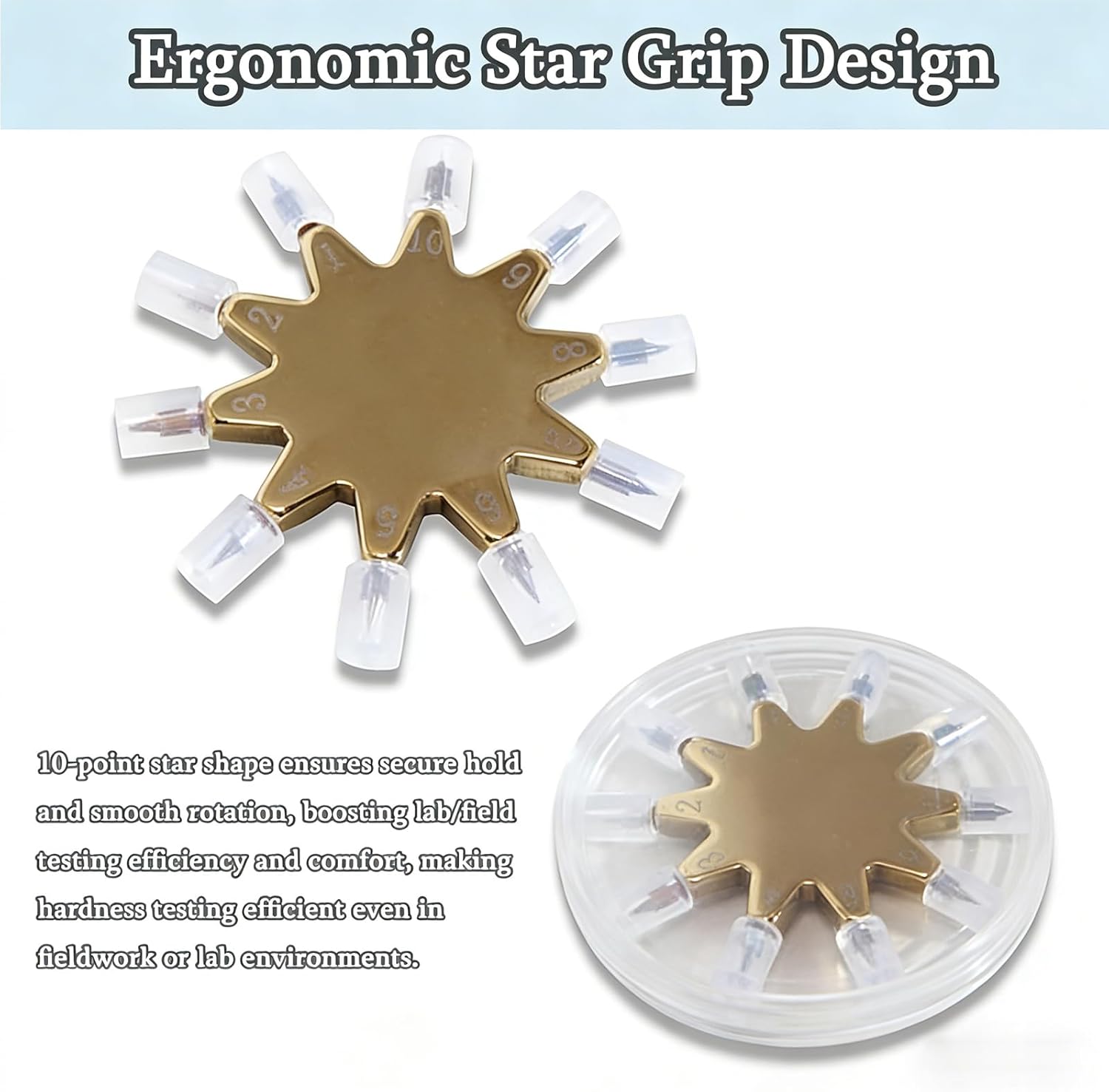 Mohs Hardness Test Kit, Portable 1-10 Scratch Tester, with Gold Ten Pointed Star Design, Quick Testing and Easy to Operate, for Gem Jade Jewelry Rock and Mineral Testing