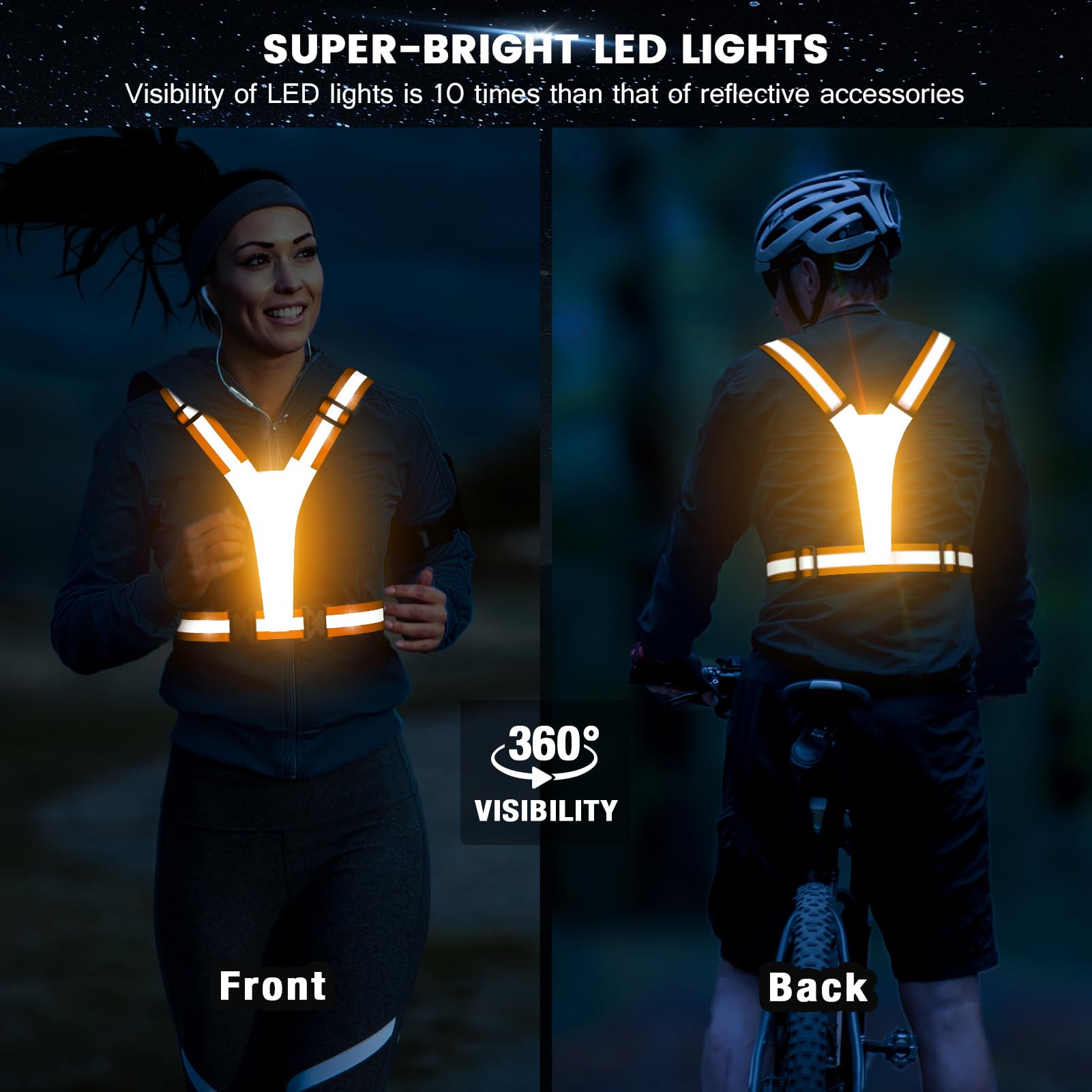 Glangeh Gilet Reflechissant Running Super Lumineux, Lampe Running