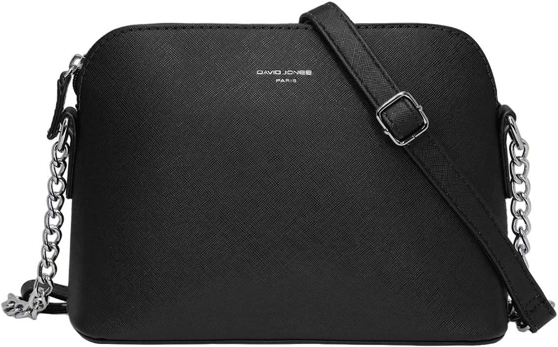 Women's Small Crossbody Bag - Chain Shoulder Bag - Saffiano PU Faux Leather Rigid Messenger Bag - Evening Party City Clutch - Ladies Zip Handbag - Fashion Elegant Simple