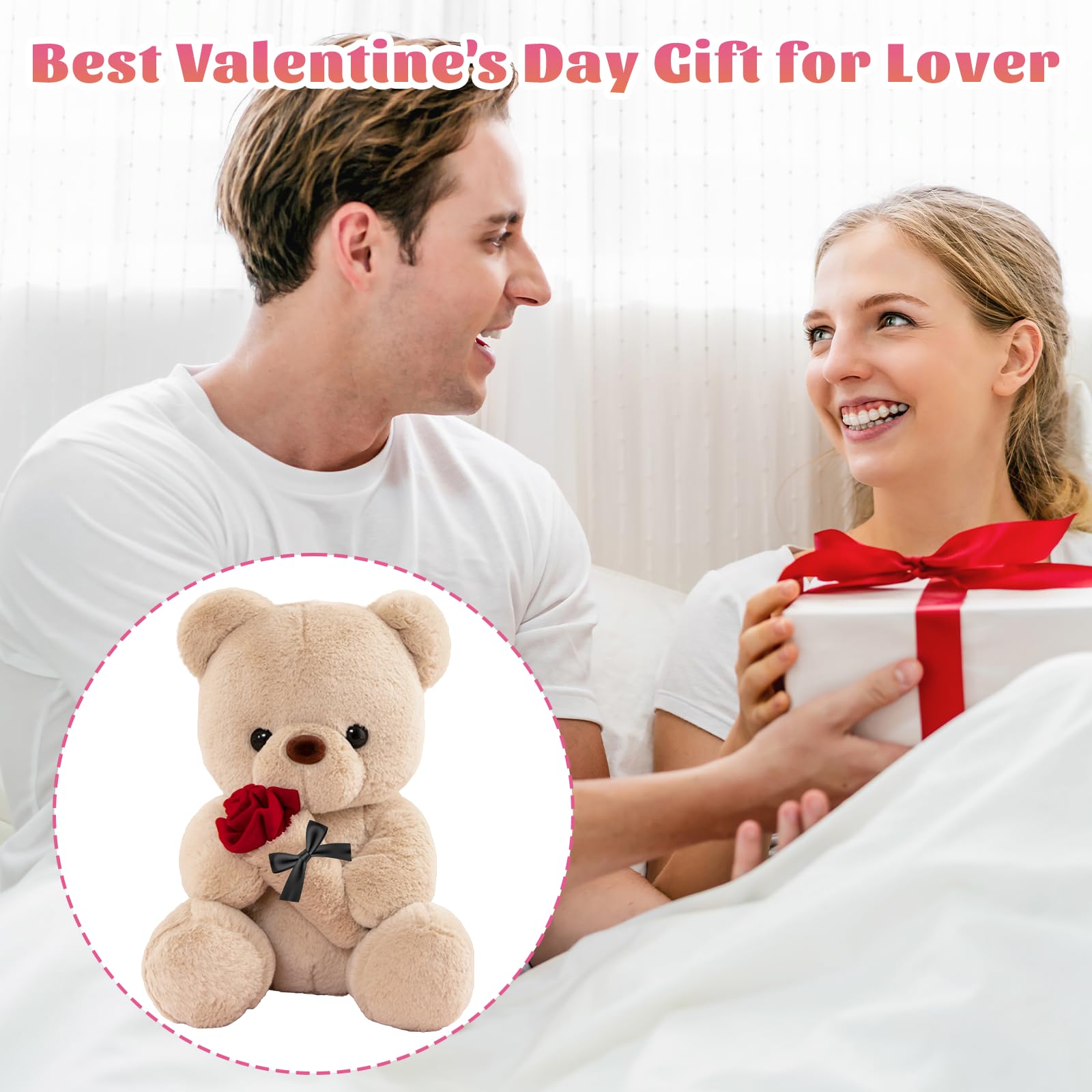 LIHIQIYA Oso de Peluche con Rosa, Regalos Día de la Madre 25cm Oso de Peluche Osito Peluche Tierno Juguete de Peluche con Marrón Regalo de Sant Jordi Aniversario Cumpleaños Originales para Mujer Mamá — view 5