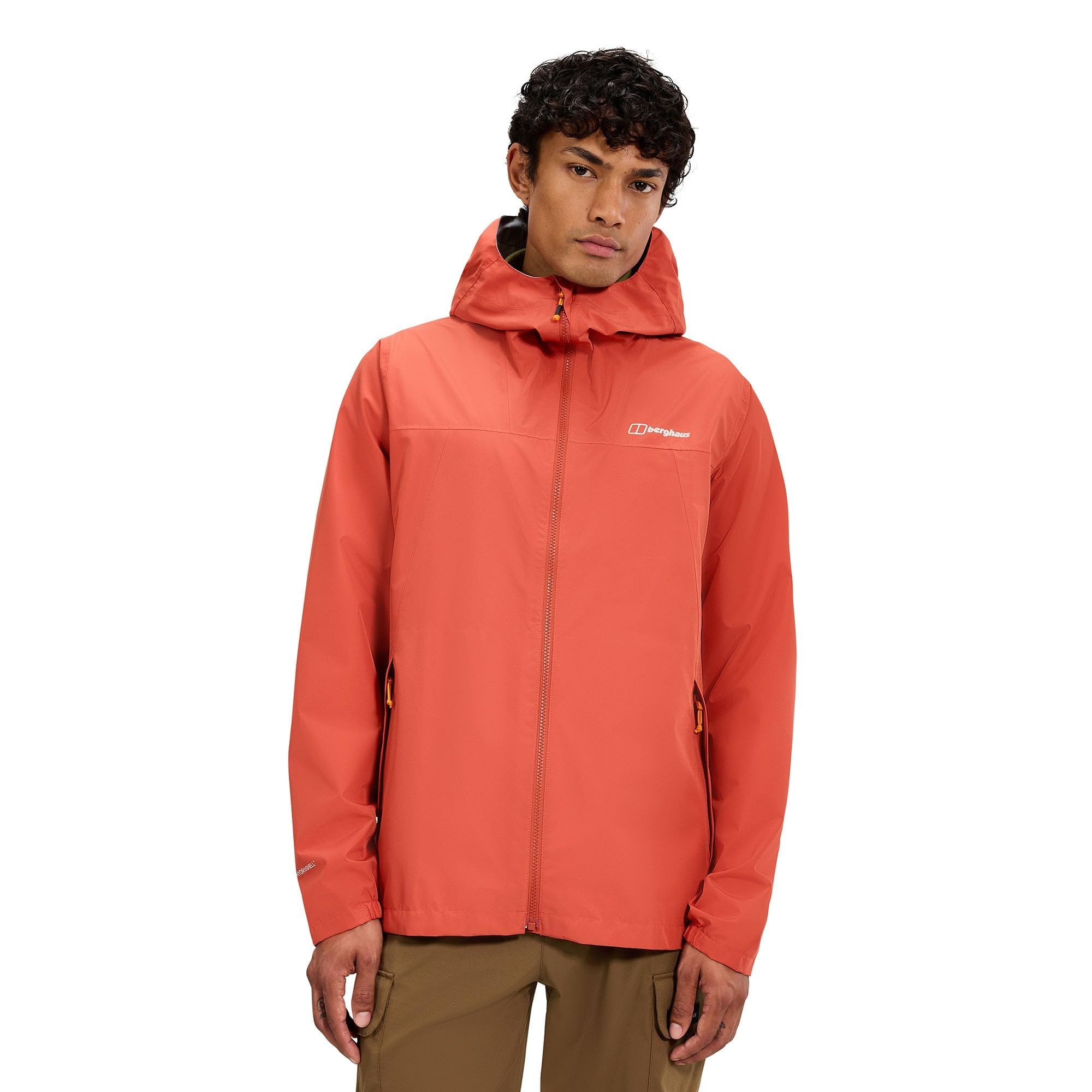 Berghaus Men's Deluge Pro Waterproof Shell Jacket | Adjustable | Durable Coat | Rain Protection Waterproof Jacket, Orange, 2XL