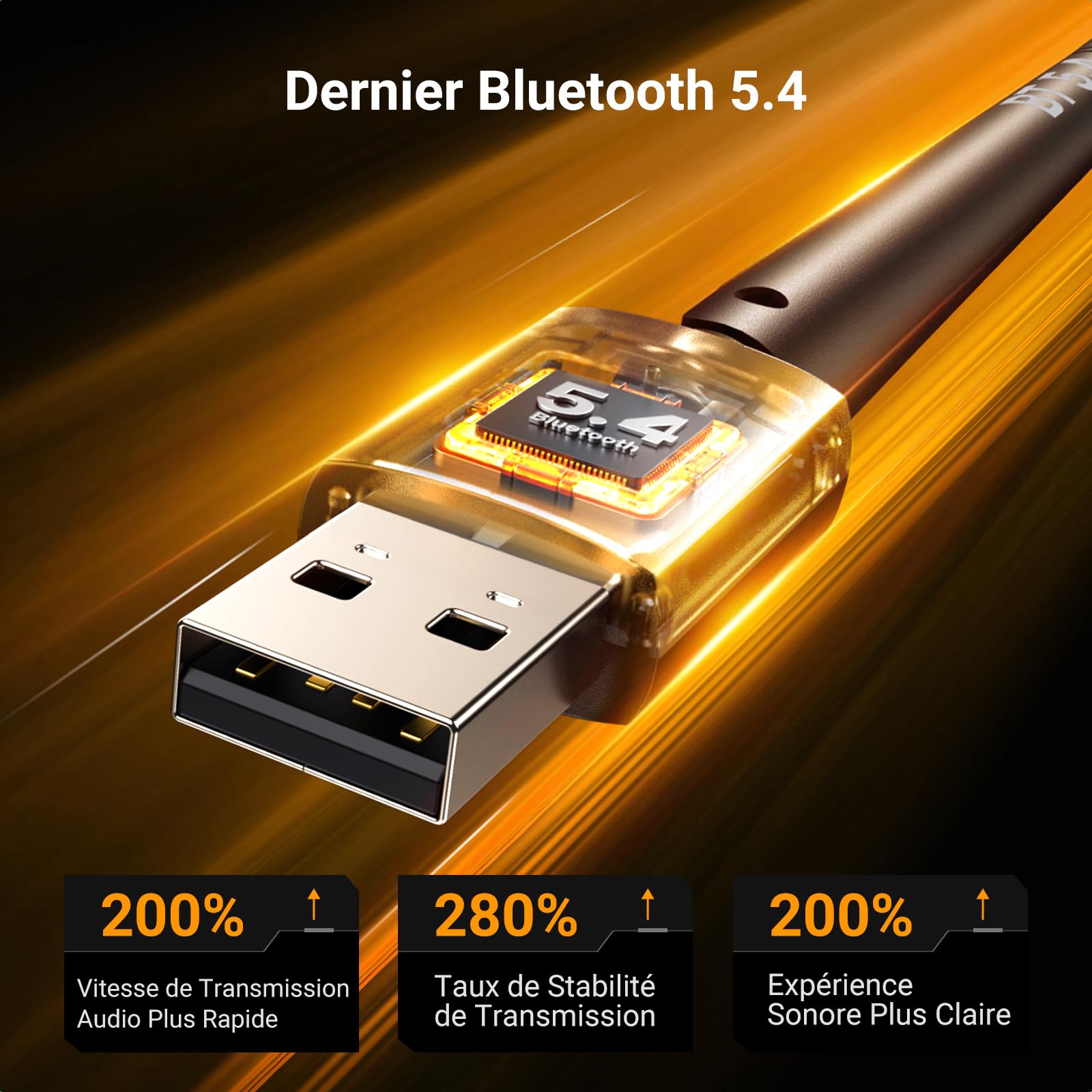 UGREEN Dongle Bluetooth 5.4 Antenne Clé Adaptateur USB pour PC Haute Portée pour Écouteurs Casque Clavier Souris Manette de Jeu Plug Play Windows 11 10 8.1