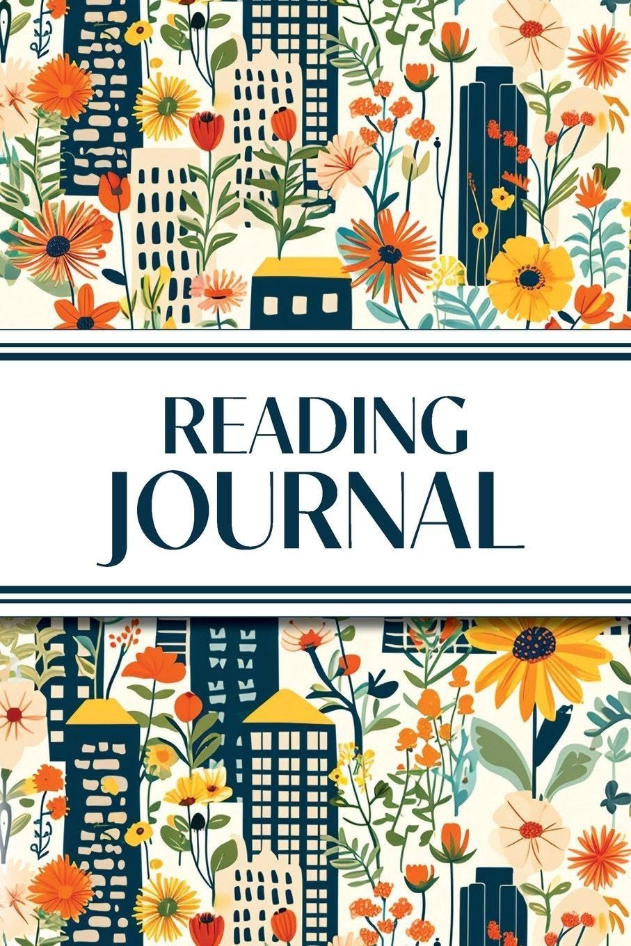 Reading Journal (Cozy Blue Cityscape with Yellow Sunflowers & Wildflowers): 6"x9" Book Lover's Diary; Book/Series Reviews, Reading Tracker, Favorite ... Quotes, Reading Challenges, and More!