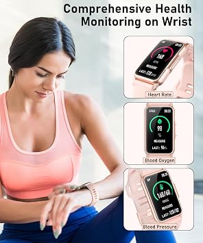 Smart Watch Fitness Tracker with 24/7 Heart Rate, Blood Oxygen Blood Pressure Monitor Sleep Tracker 120 Sports Modes Activity Trackers Step Calorie Counter IP68 Waterproof for Andriod iPhone Women Men