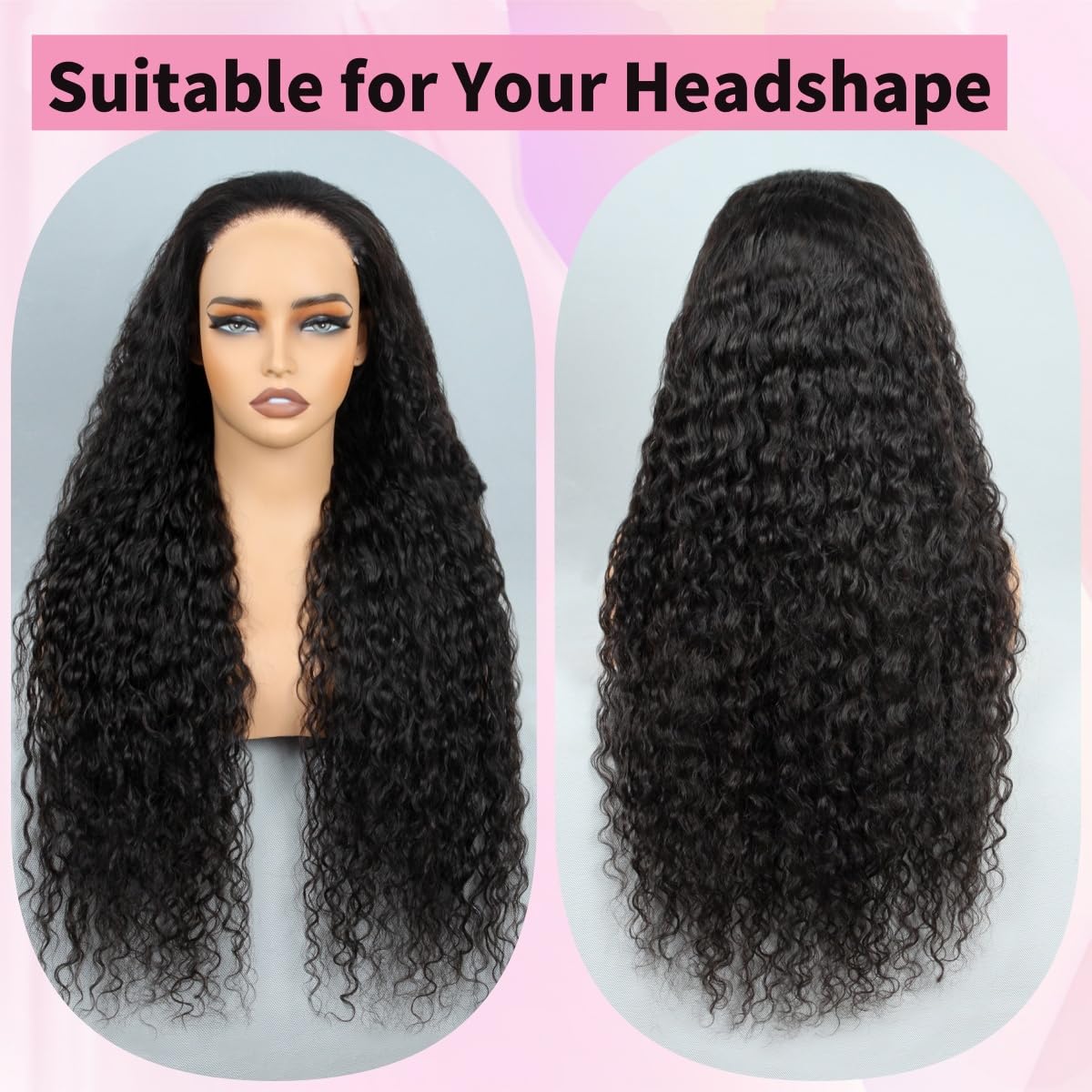 Wear and Go Glueless Wigs Human Hair Pre Cut 200% Density Water Wave 5x5 HD Lace Closure Wigs Human Hair with Baby Hair Pre Plucked Natural Hairline Wet and Wavy Wig for Women 22 Inch