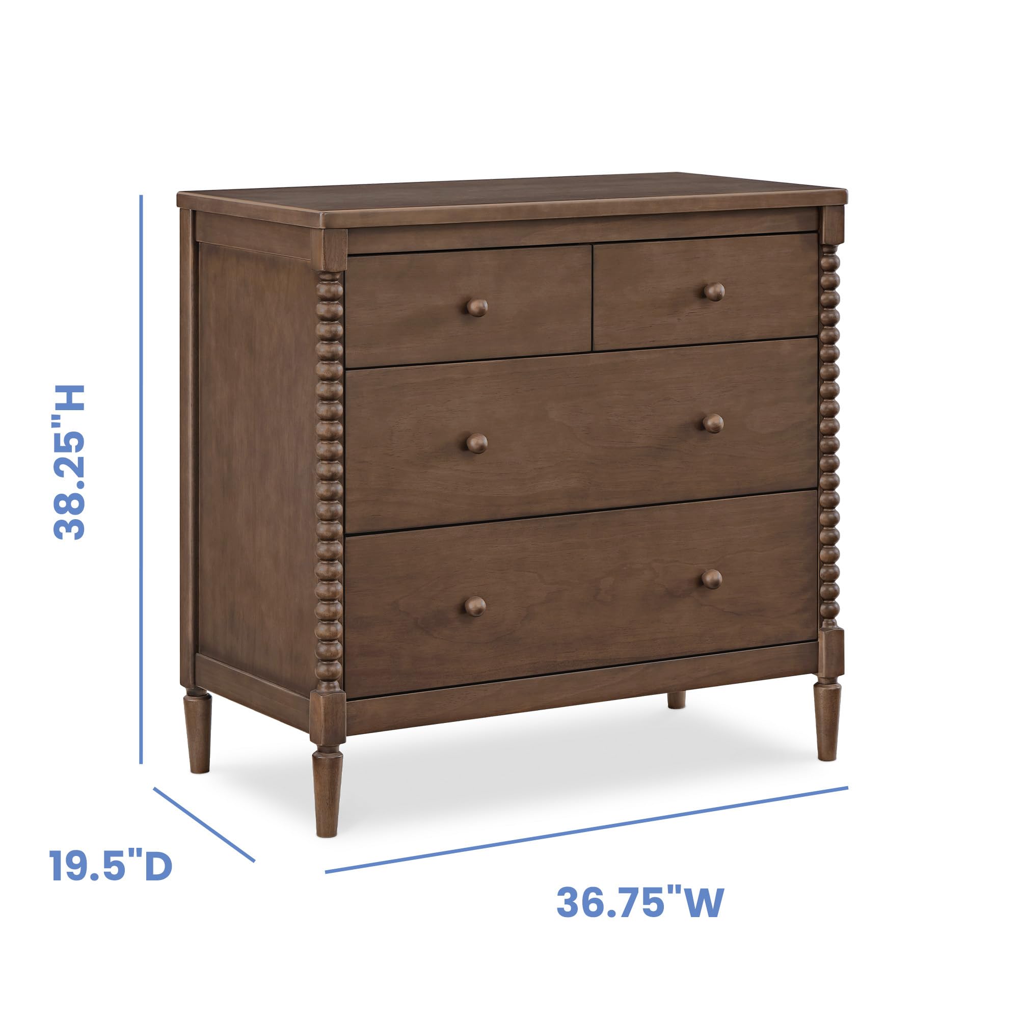 Delta Children Saint 4 Drawer Dresser with Changing Top and Interlocking Drawers, Teak Brown : Baby