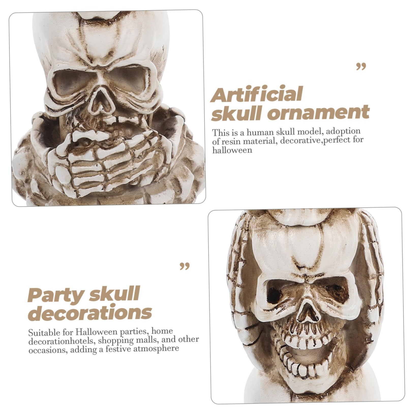 3 Piezas de Calaveras de Resina para decoración de Halloween, Adorno de Cabeza de Calavera, decoración para casa embrujada, Accesorio para Fiestas