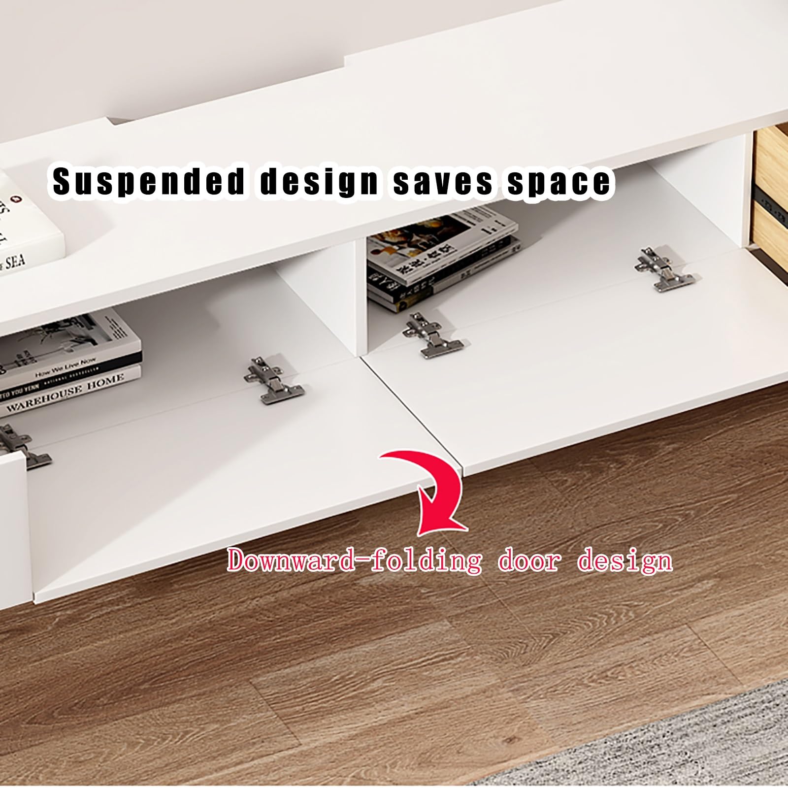 Soporte de TV de Pared de Lujo con Puertas, Centro de Entretenimiento para televisores de hasta 70 Pulgadas, estantes espaciosos y Espacio de Almacenamiento, Unidad de Pantalla LED Moderna p
