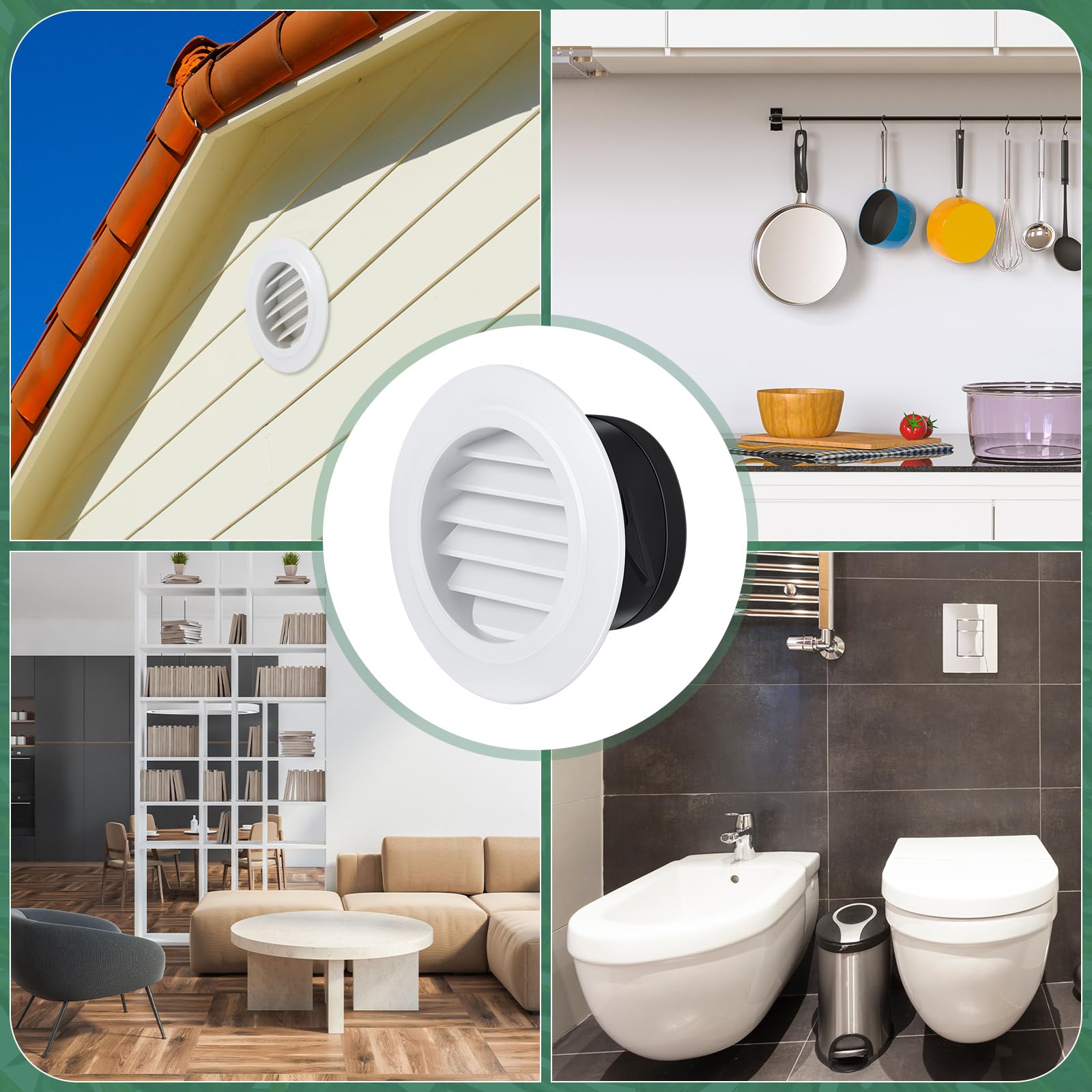 VIHOSE 30 rejillas de ventilación Soffit de 4 pulgadas de ABS exterior redondo con malla de mosquitera integrada para el hogar, baño, oficina, cocina, color blanco