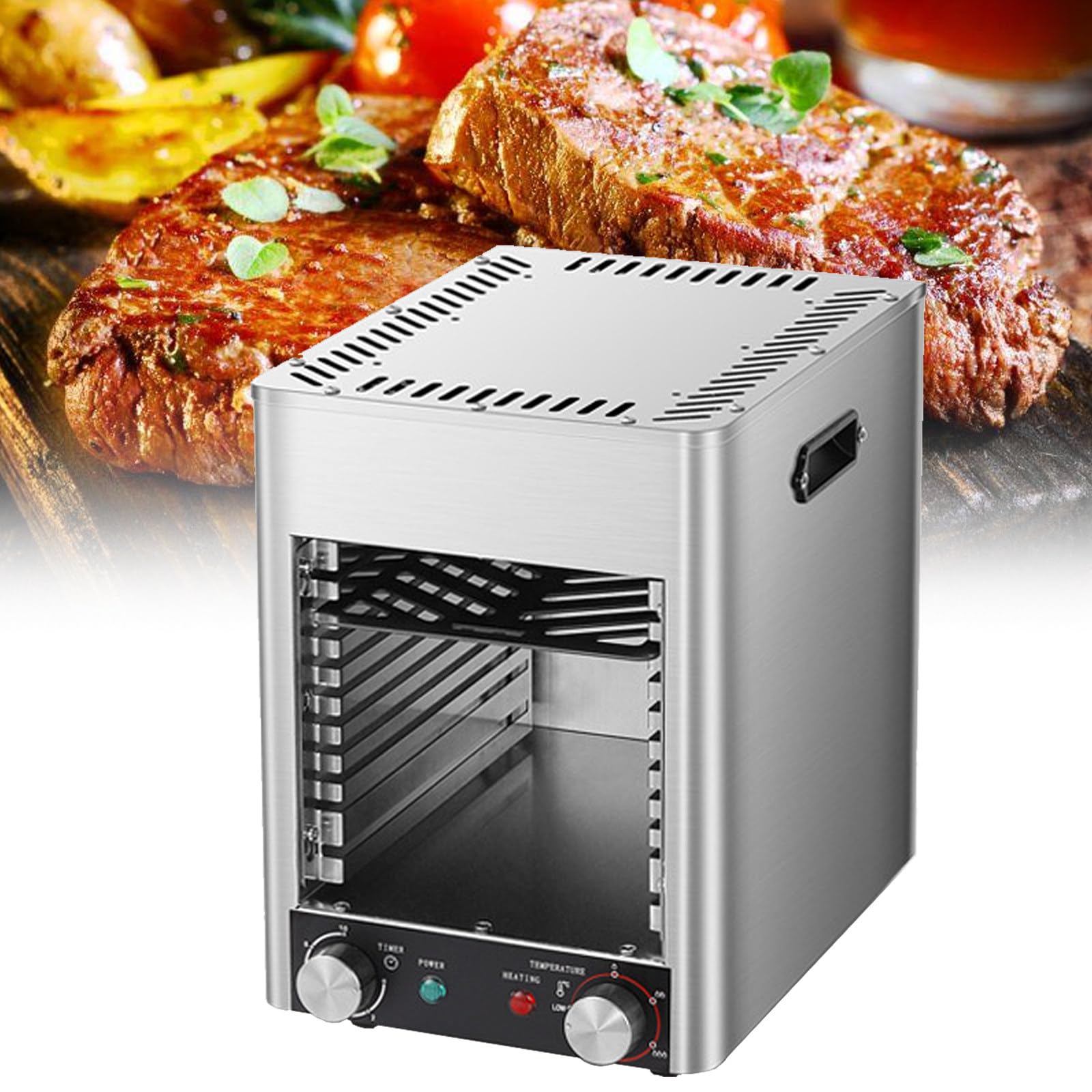 Indoor Countertop Broiler, 1700W 3400W Electric Grill, 800°C Constant Temperature Electric Oven, Adjustable Time Temperature, for Toast, and Broil Chicken, Beef, Pork, and Vegetables,NPJ-003-110V