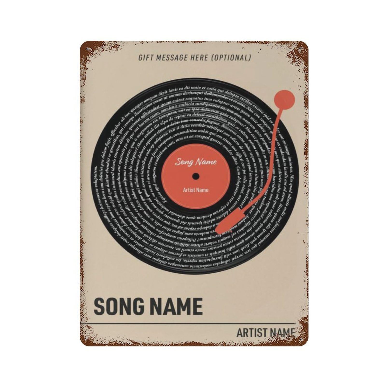 xiaoxiaoshen Custom Song Lyrics Vinyl Record Personalized Music Gift Wall Decor Art Metal Tin Poster Modern Home Decor Art Home Bar Shop Decorations Vintage Sign 40x30cm