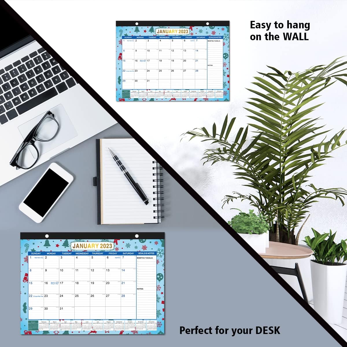 2023-2024 Desk & Wall Calendar -- 18 Months from Jan 2023 through June 2024, 17 x 12 Inches Page Desk & Wall Pad Calendar : Office Products