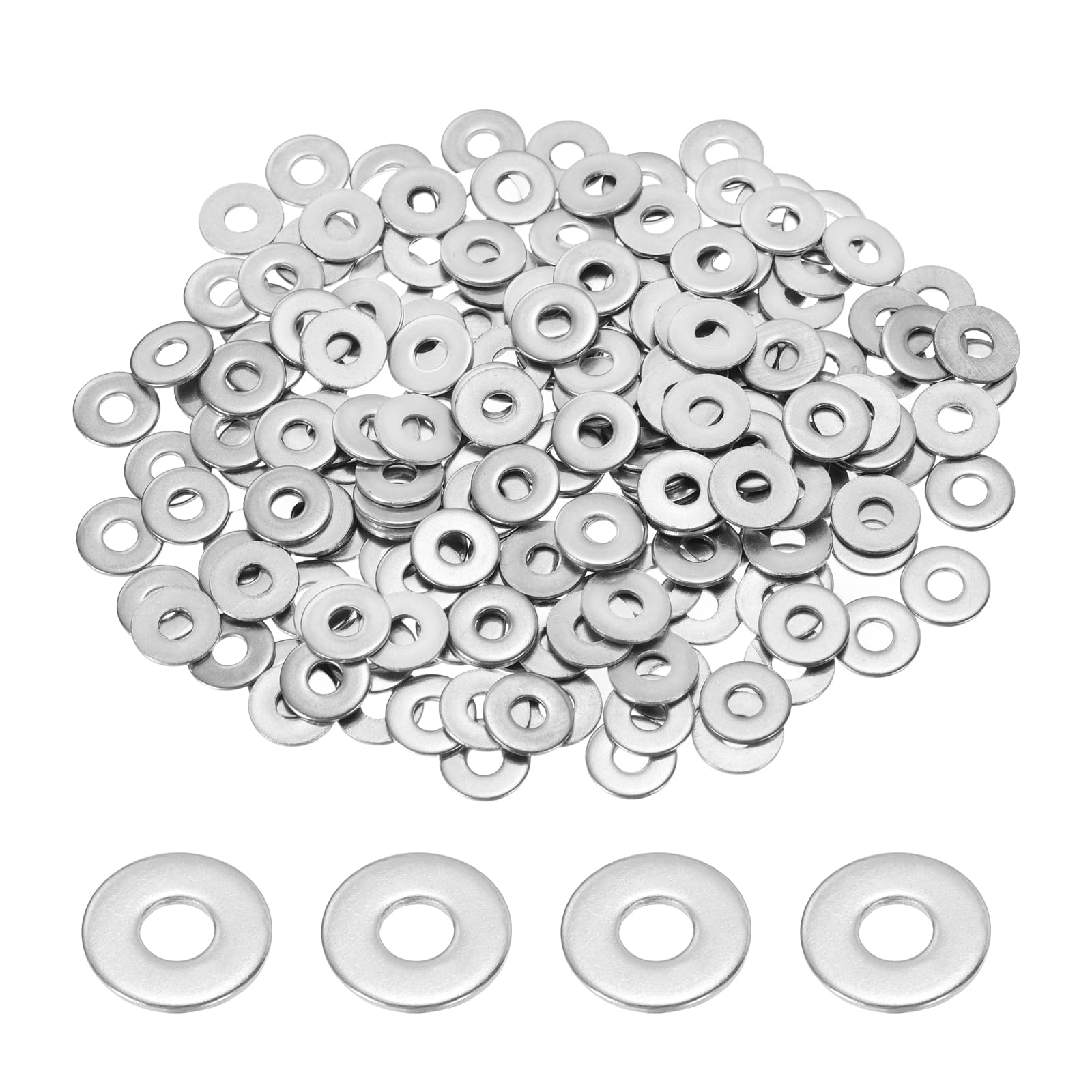 PATIKIL M3 304 Stainless Steel Flat Washer, 200 Pcs 3mm ID 9mm OD 1mm Thick Metric Washers Metal Sealing Gasket Ring for Screws Bolts Factories Home Outdoor Projects