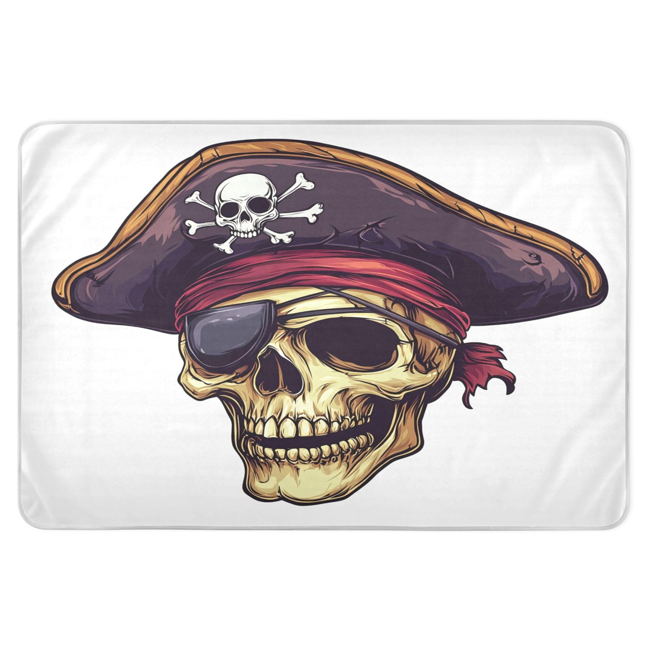 Takiito Pirate Skull Bed Pad Reusable Bed Underpad Washable Waterproof Leak-Proof Quick Dry Incontinence Pee Pad for Toddlers Kids Adults Pets 34x52 in