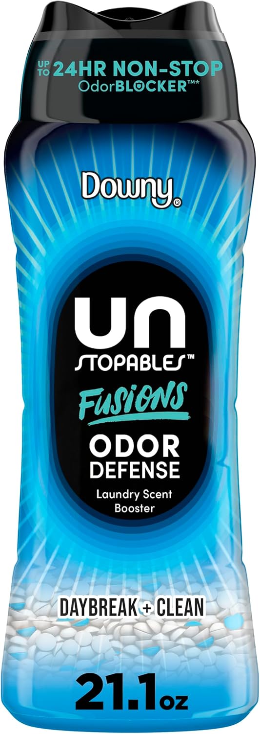 Downy Unstopables Fusions Odor Defense In-Wash Laundry Scent Booster Beads, Daybreak + Clean Scent, 21.1 OZ, 2-in-1 Laundry Beads for Odor Defense