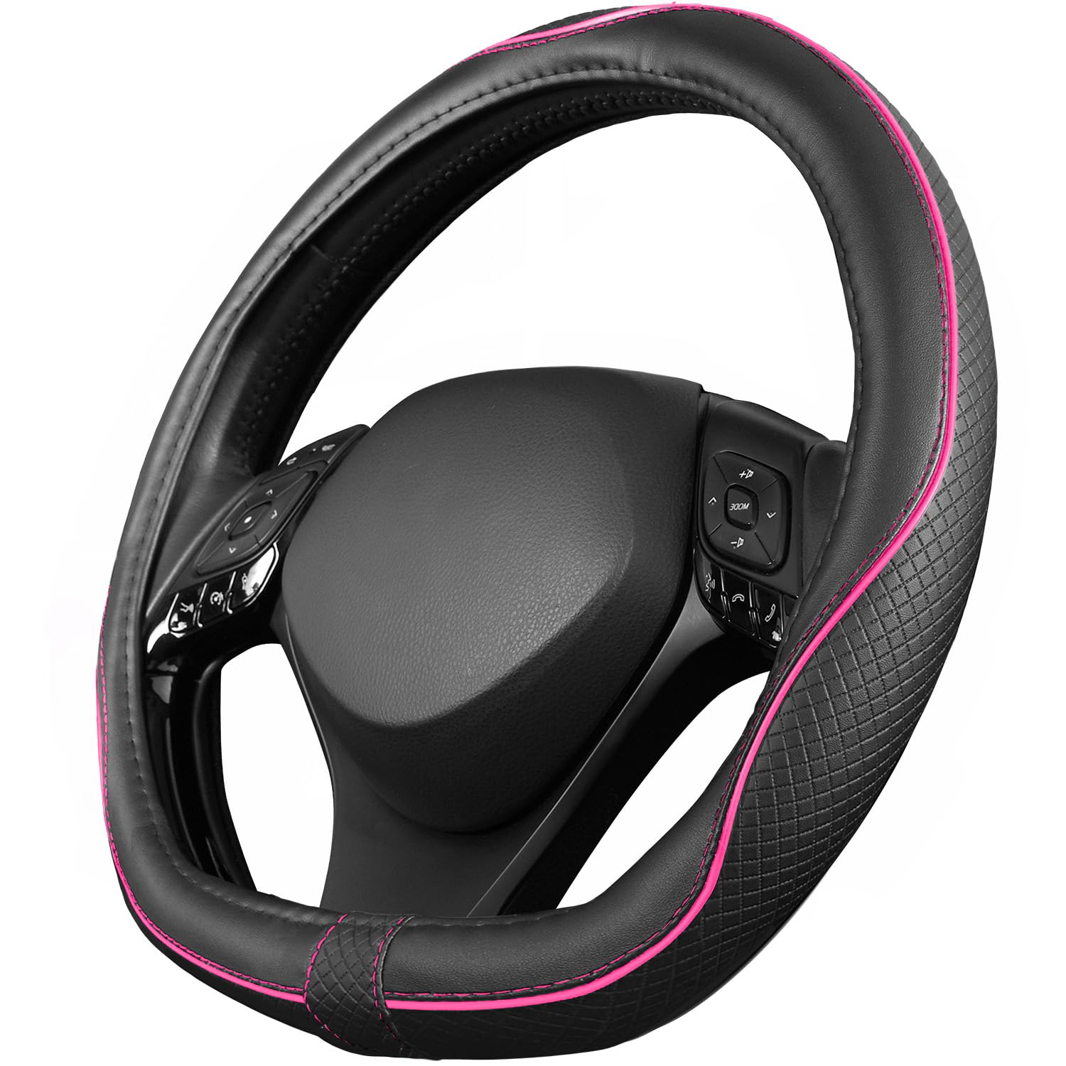 Upgrade4cars D-Form Lenkradbezug in Pink | Lenkradschoner Universal | Lenkradhülle für Sommer & Winter | Autozubehör Innenraum Deko
