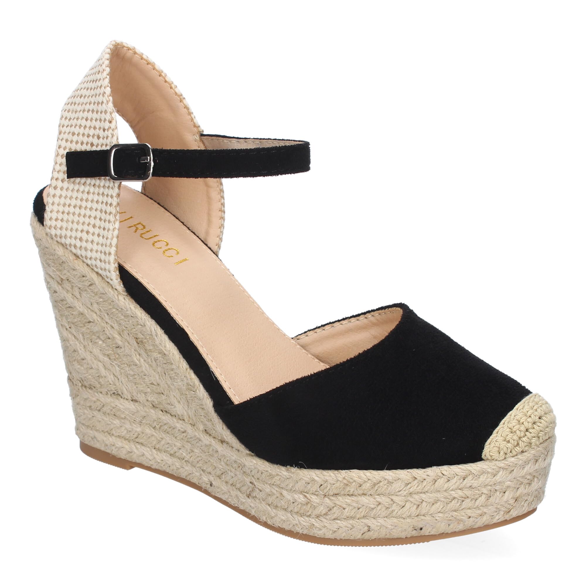 shoes&blues.es Sandalia de Cuna de Yute para Mujer, Comodas y Elegantes, Diseno Moderno con Punta Bordada y Cierre de Hebilla, Ideales para Primavera-Verano.
