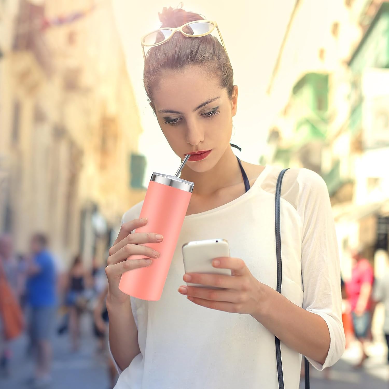 Skinny Tumblers Bulk 20 oz Stainless Steel with Lids and Straws Blank Slim Insulated Cup Double Layer Water Cups for Travel, DIY(Vivid Color,32 Pcs) - Image 5