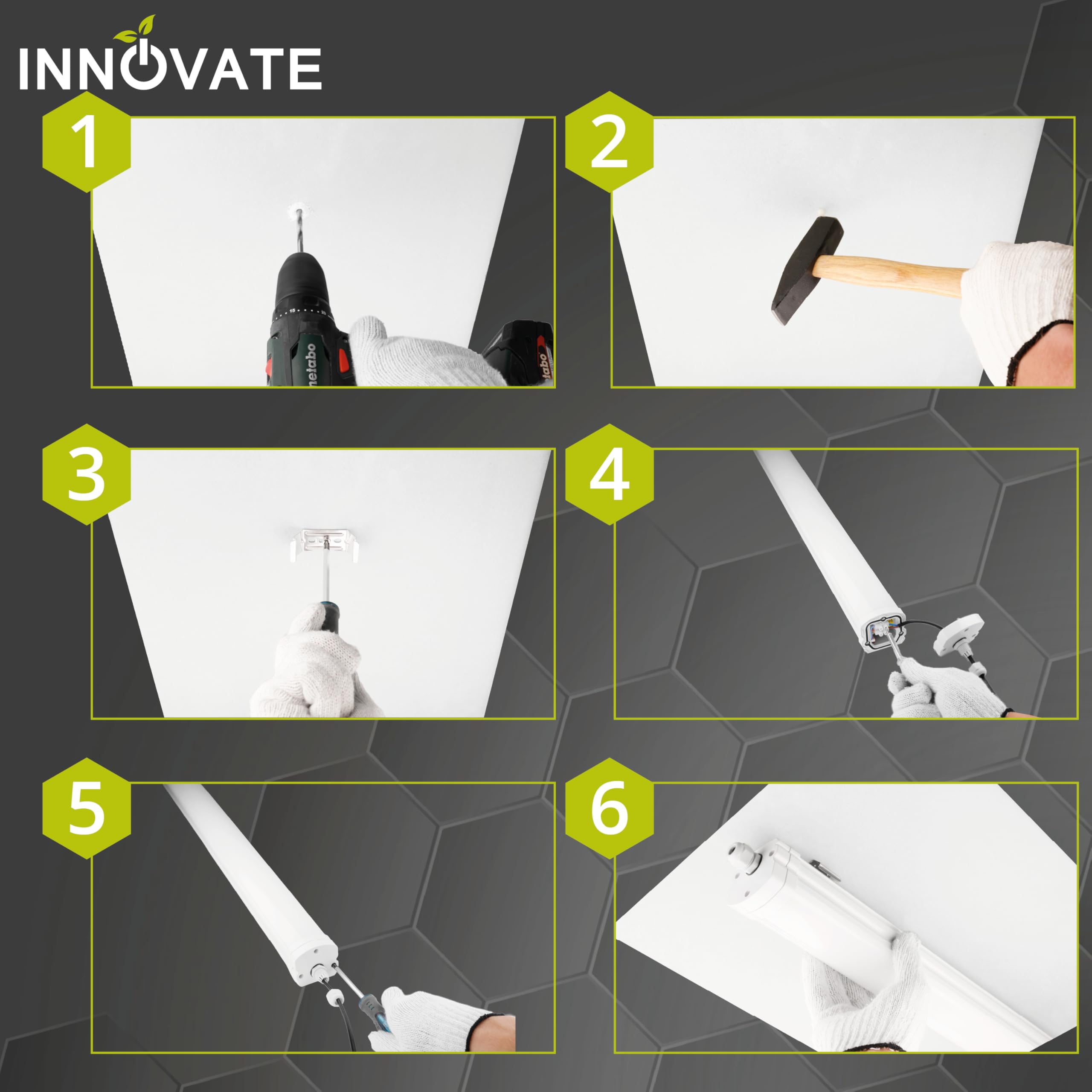 INNOVATE LED Feuchtraumleuchte mit Bewegungsmelder 130 cm 1 Stück [36W IP65 IK08 4000K 4000lm] Werkstattlampe Kellerlampe LED Deckenleuchte mit Bewegungsmelder Werkstatt Garage I Unterbauleuchte Küche