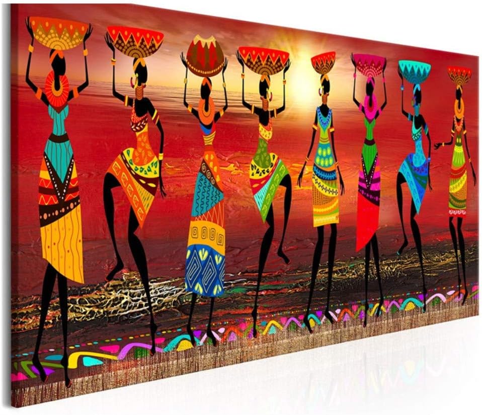 5D Diamond Painting Kit Full Drill Large Size DIY Diamond Art Embroidery Crystal Rhinestone Cross Stitch Adult Child Canvas Painting for Home Wall Decor African Women Dancing Round Drill,80x220cm