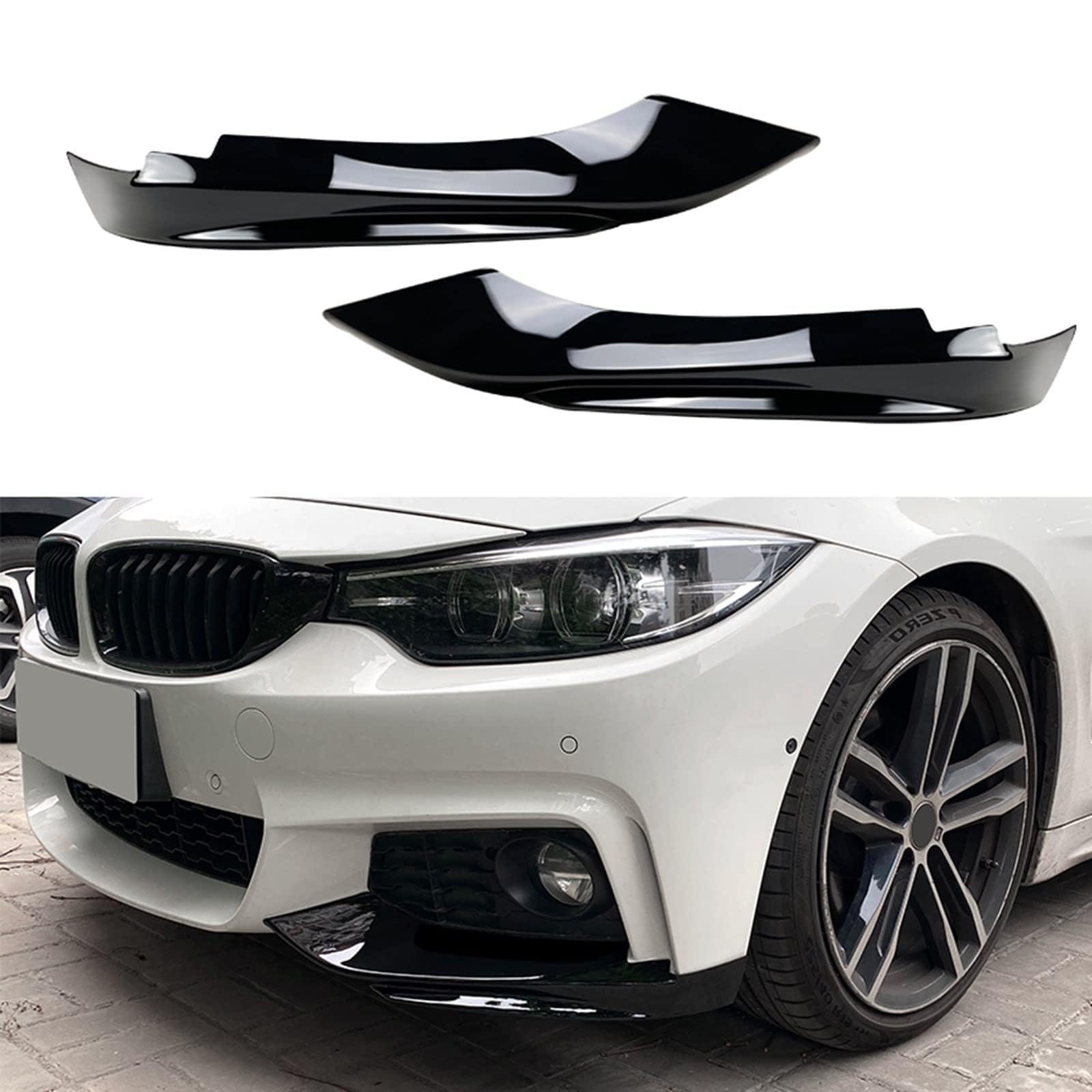 Auto Spoiler Frontali per BMW Serie 4 F32 F33 F36 M-Tech 2014-2020,Paraurti Anteriore Splitter Spoiler Lama Labbro Paraurti Anteriore