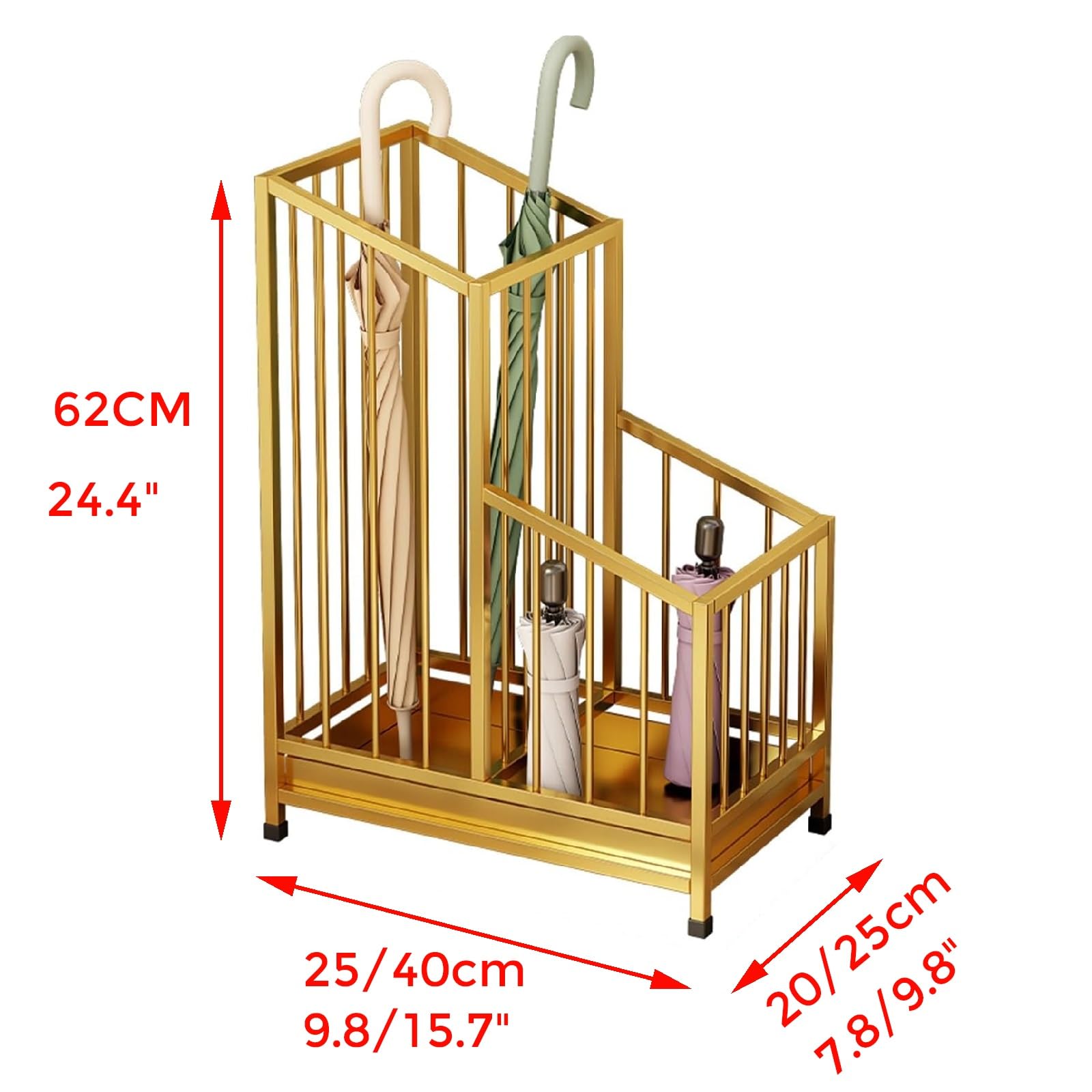 Soporte Para Paraguas Vertical Alto Metálico Para Interiores | Soporte para paraguas para recibidor, apto para hoteles, oficinas, hogares y locales comerciales(A,62x25x20cm)