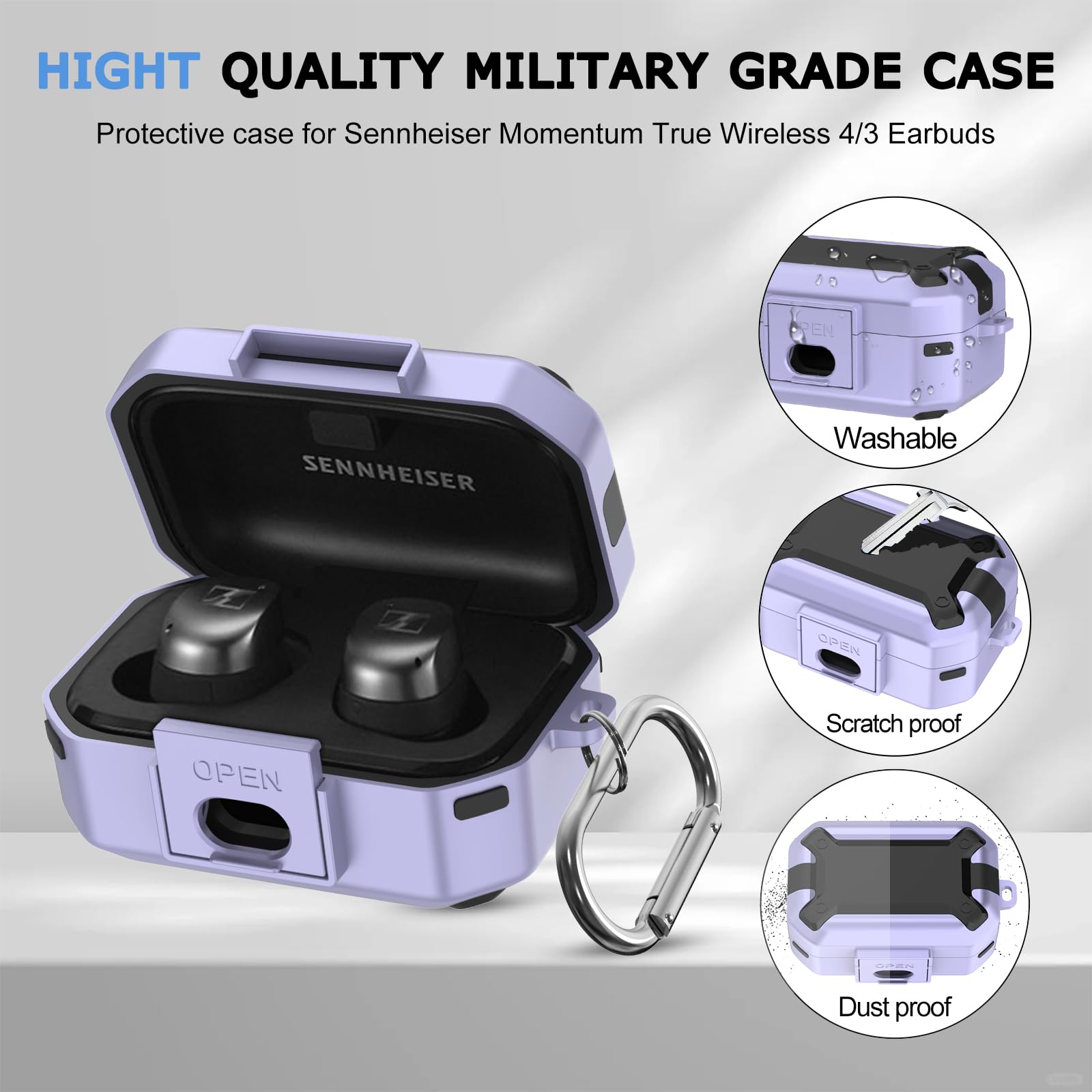 PUCGUE Case for Sennheiser Momentum 4/3 Wireless Earbuds, Hard