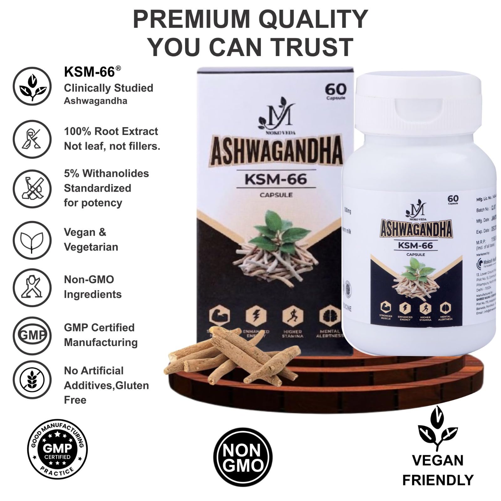 MOKO VEDA KSM-66 Ashwagandha 500 mg, 60 Capsules 2