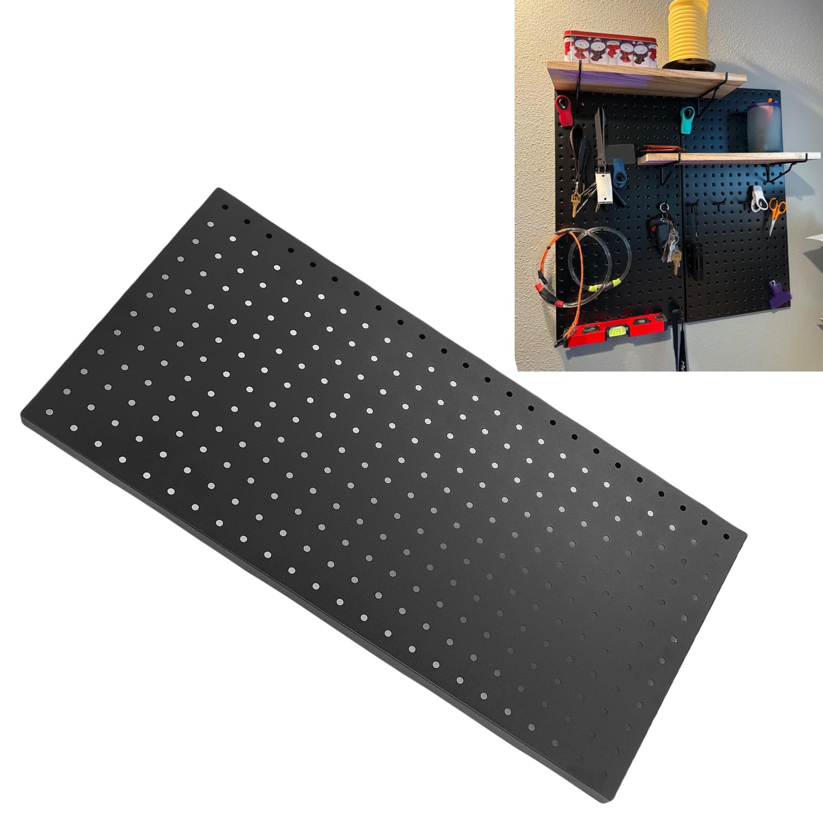 Asixxsix 3PCS Metal Pegboard Panele, 24x12 Cala Modułowe Tablice Narzędziowe Peg Board, Metalowe Panele ścienne Pegboard, System Magazynowania Narzędzi na Narzędziu Czarnego Pegboardu