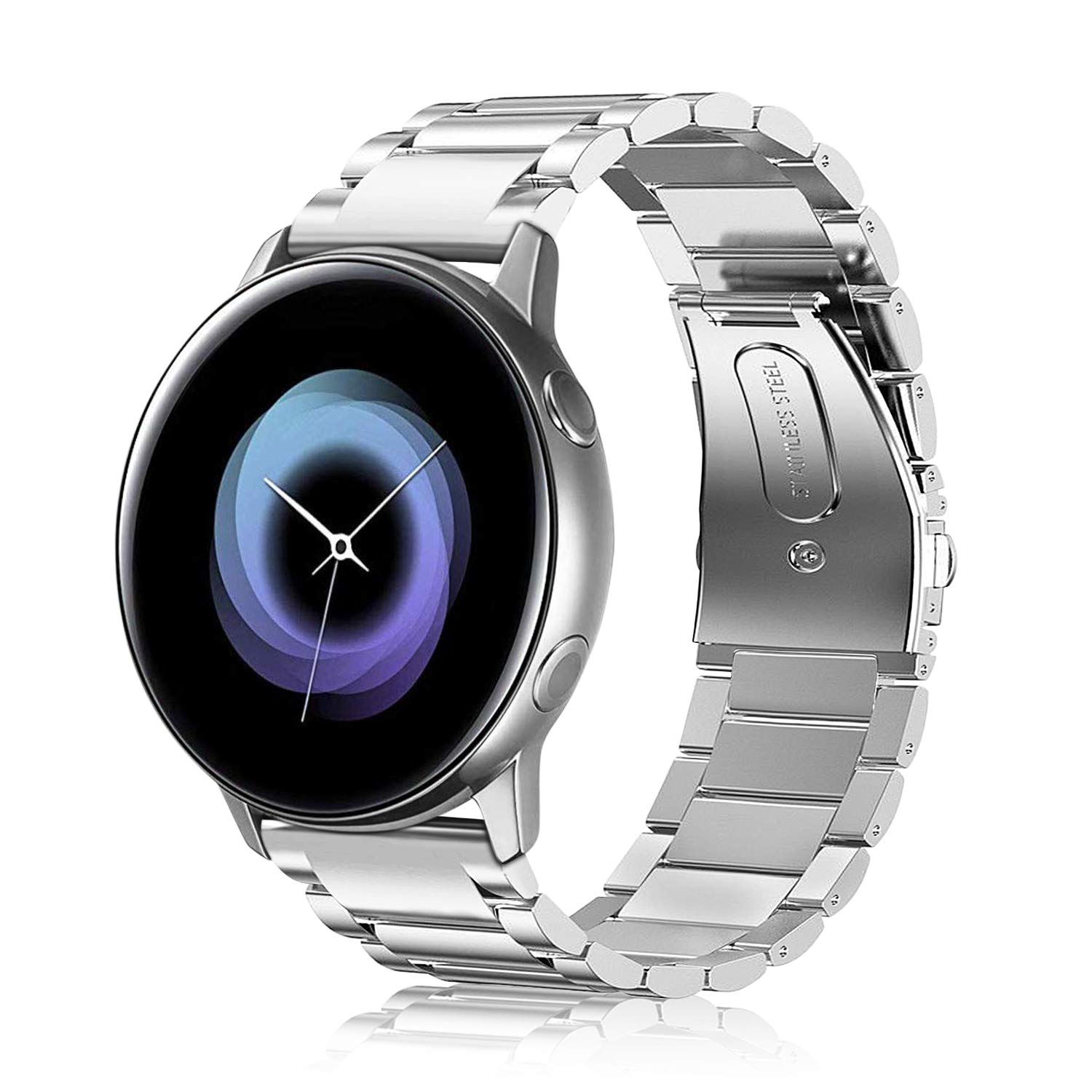 Fintie Bands Compatible with Galaxy Watch Active 40mm, 20mm Solid Stainless Steel Strap Compatible with Galaxy Watch Active 2 40mm & 44mm Smartwatch