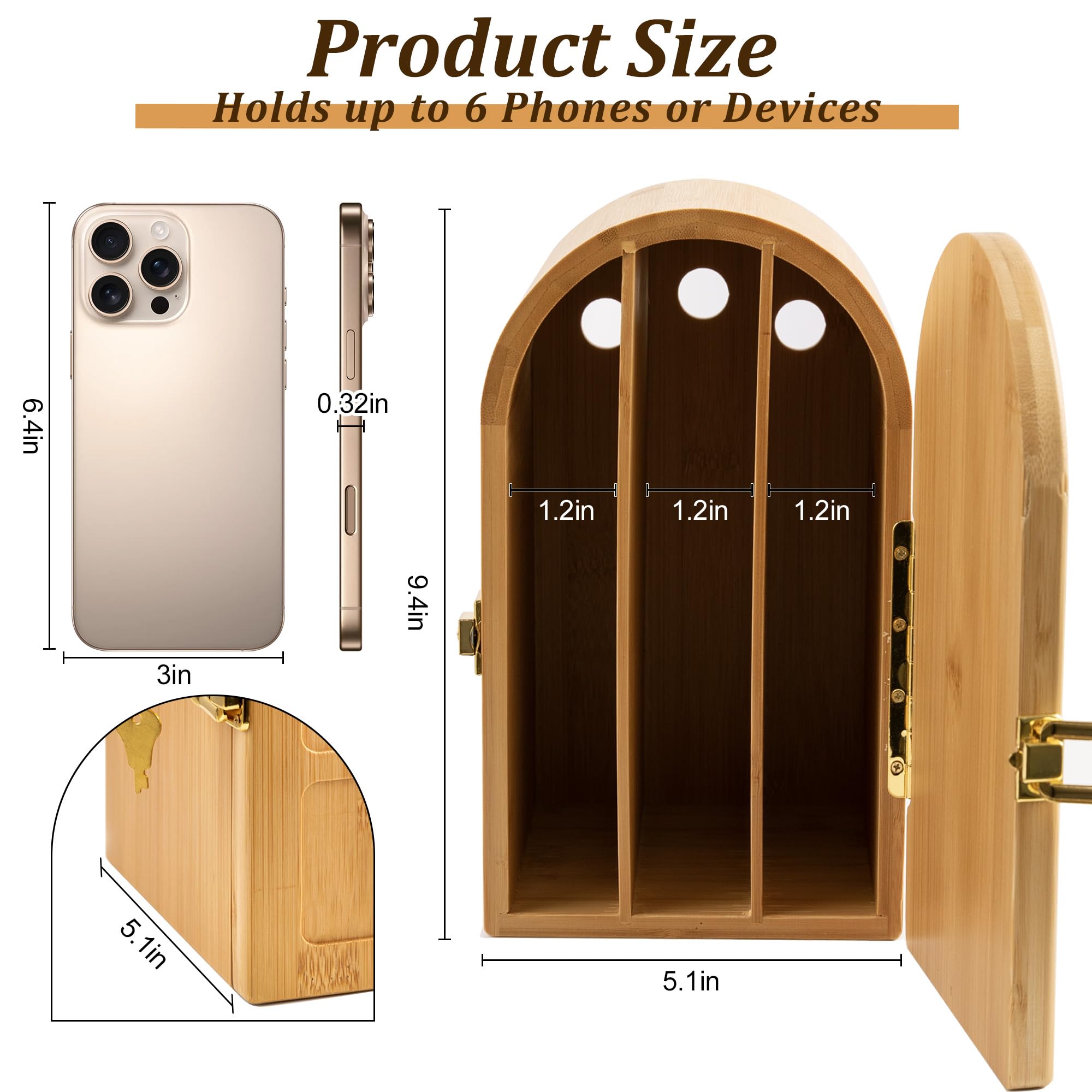 Amazon.com: COZFUR Bamboo Phone Jail with Lock, Phone Box for