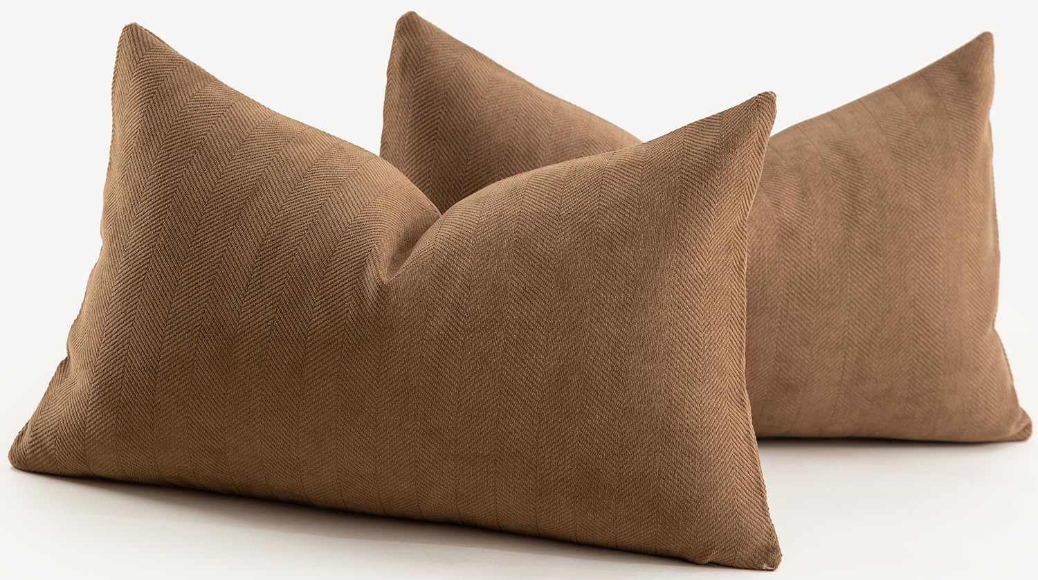 Mandioo Pack of 2 Chenille Cushion Covers Soft Comfortable Durable Throw Pillow Cases for Home Decor Sofa Couch Living Room Bedroom 12 x 20 Inch 30x50 cm Brown