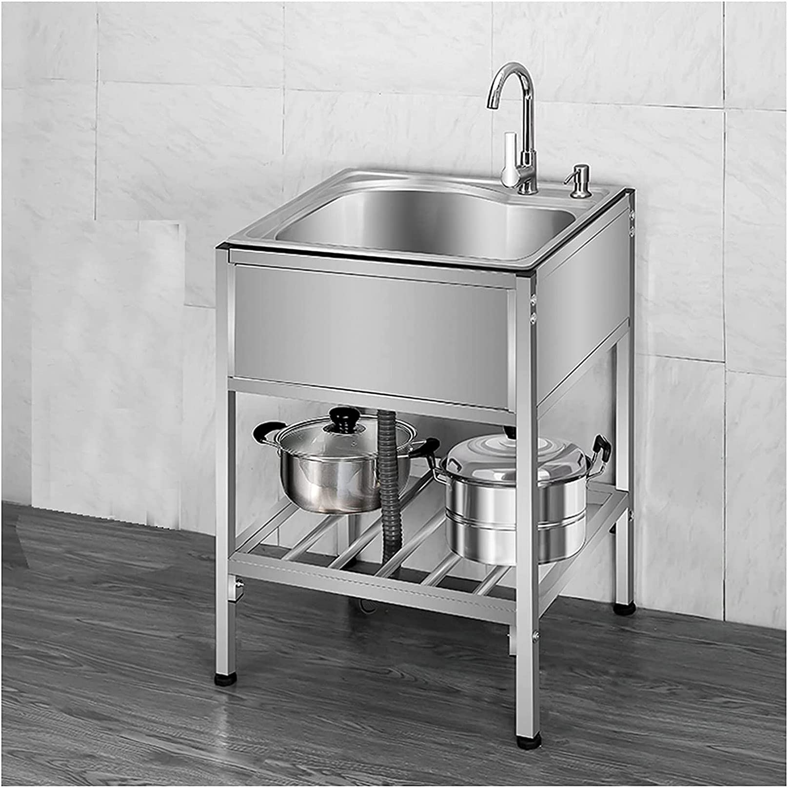 DZHTF Standing 304 Stainless Steel Commercial Home Sink, All-in-One Small Commercial/Home Sink Utility Home Sink, All-in-One Small Commercial/Home Sink, Commercial Kitchen Home Sink, All-in-One Sm