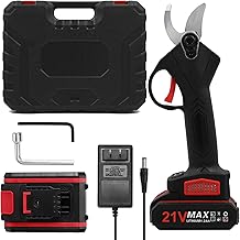 Tianzo Tesoura de poda elétrica sem fio portátil 21V com estojo de transporte recarregável 1200mAh bateria de lítio e carregador podador de galhos de árvore podador de jardim 30mm diâmetro de corte