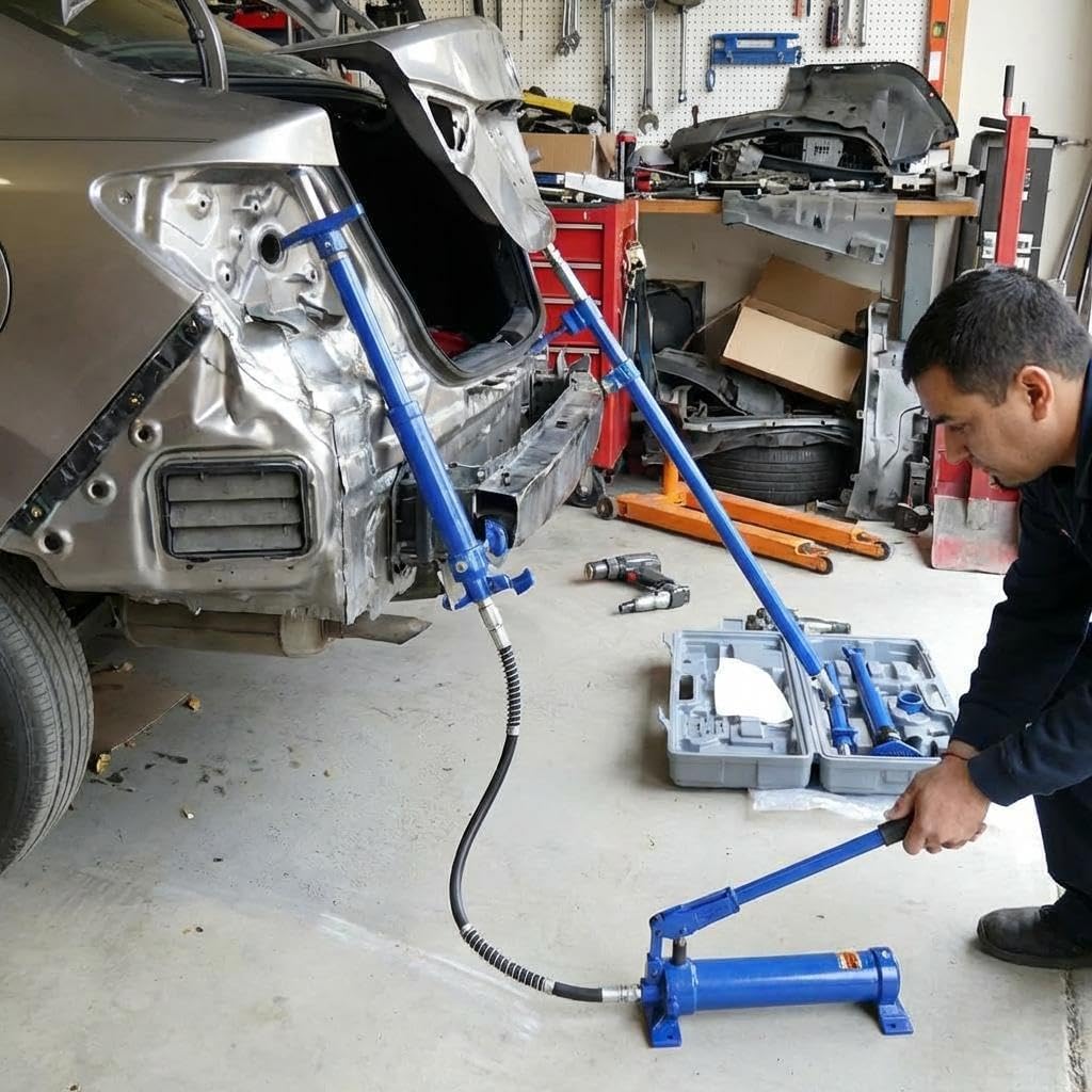 Kit Martinetti Idraulici Porta Power, Per Auto e Industria – Pistone 4T/10T/20T, Con Pompa, Tubo Olio e Custodia Di Stoccaggio Sicura – Per Garage, Fattoria, Uso Intensivo