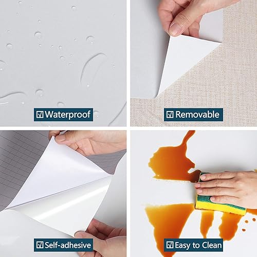 Miniatura 3 de VEELIKE Papel de contacto blanco de 15.74 x 354.33 pulgadas, papel pintado extraíble brillante con purpurina para despegar y pegar, revestimiento de