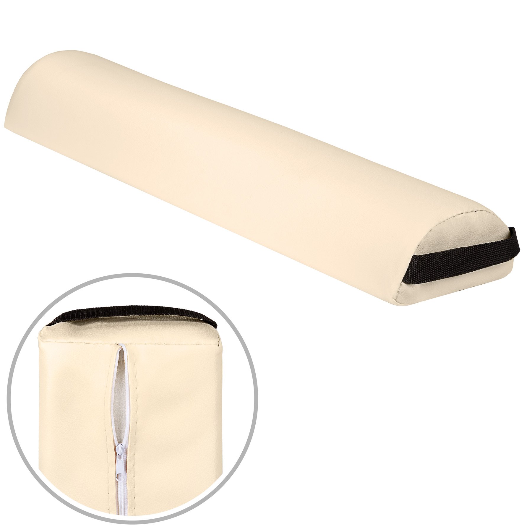 tectake® Taburete Plegable portatil con Asiento Acolchado y Funda de Cuero sintético, Accesorios Camilla Masaje Plegable, Ideal para Camilla estetica y Camilla Plegable Fisioterapia - Beige