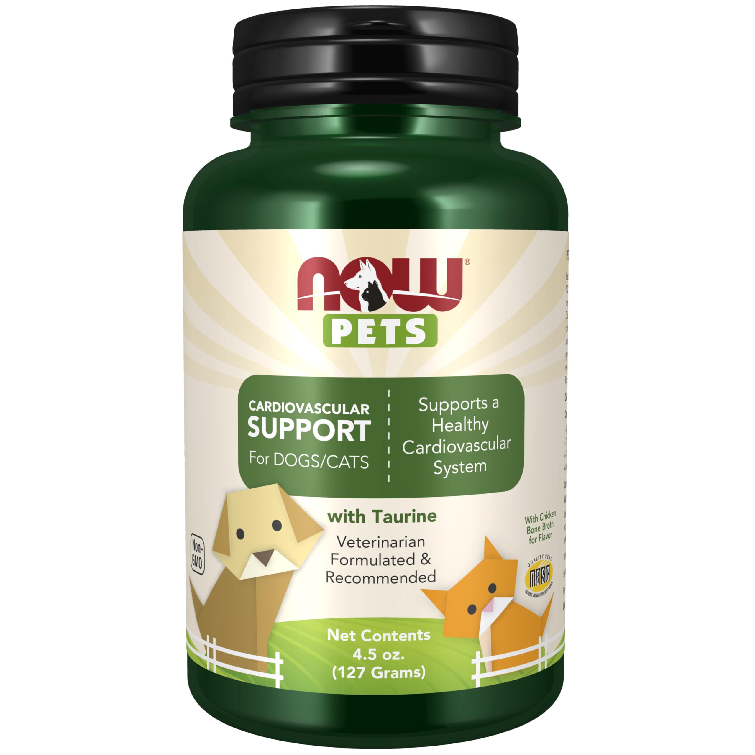 NOW Pet Health, Cardiovascular Support Supplement, Formulated for Cats & Dogs, NASC Certified, Powder, 4.5-Ounce