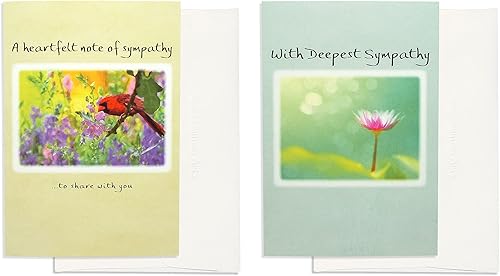 Blue Mountain Arts Surtido de tarjetas de condolencia: 2 tarjetas de felicitación únicas con palabras de comodidad para enviar tus condolencias más