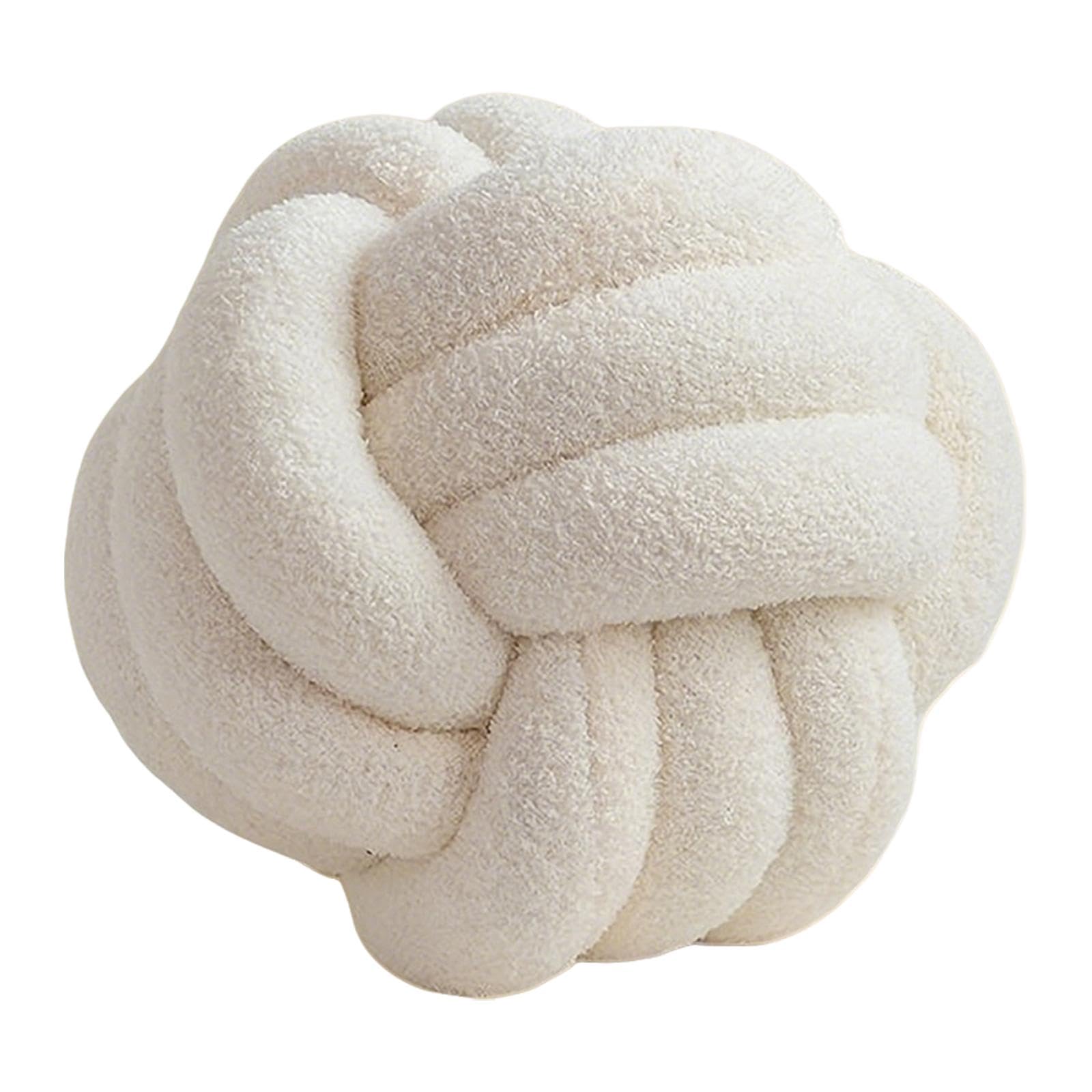 Knot Pillow Ball Decor Handmade Knotted Cushion for Nursery Couch Bed White-image-39