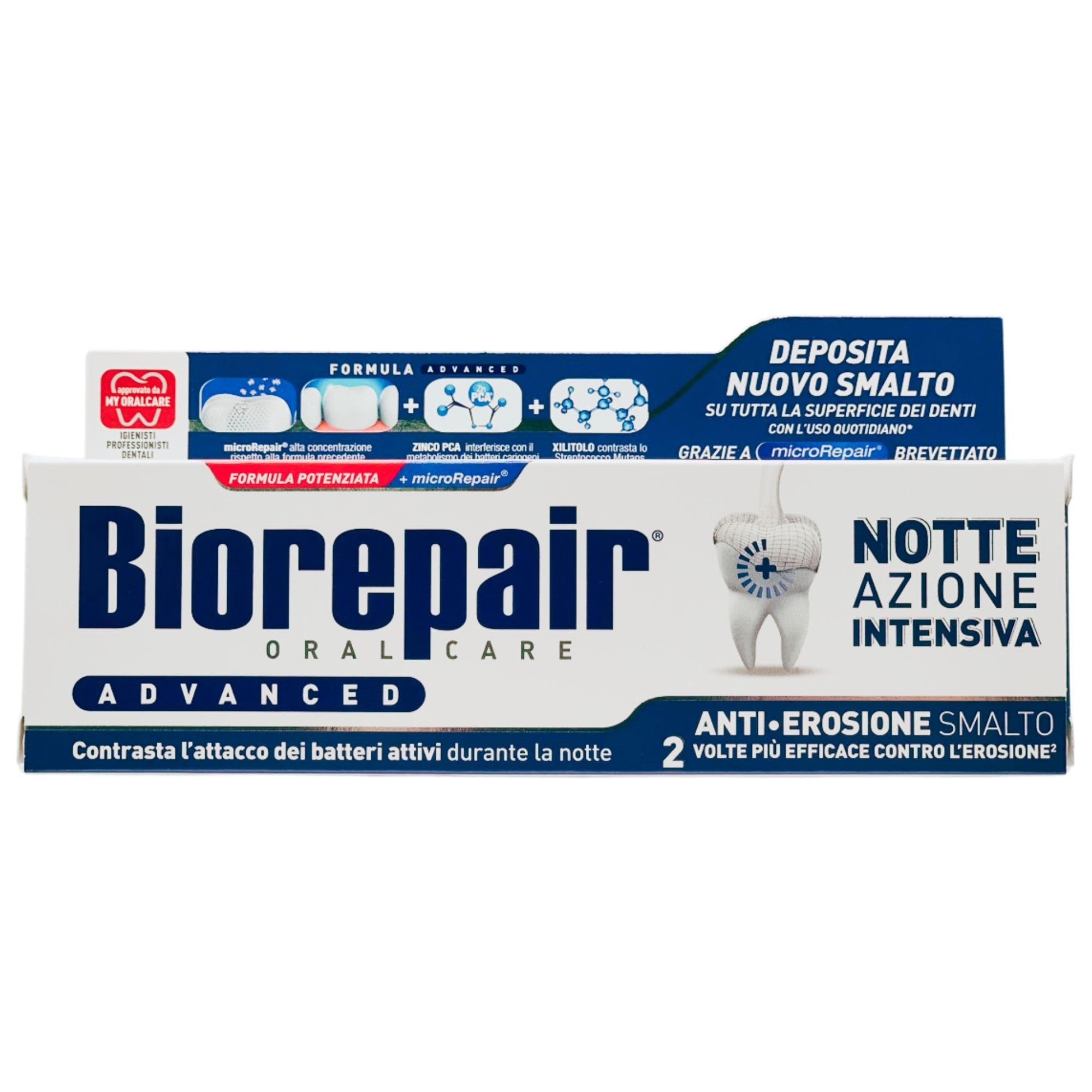 Dentifricio ADVANCED Notte Azione Intensiva, Anti-Erosione Smalto. Contrasta L'Attacco Dei Batteri Attivi Durante La Notte 75ml (6 Unità)
