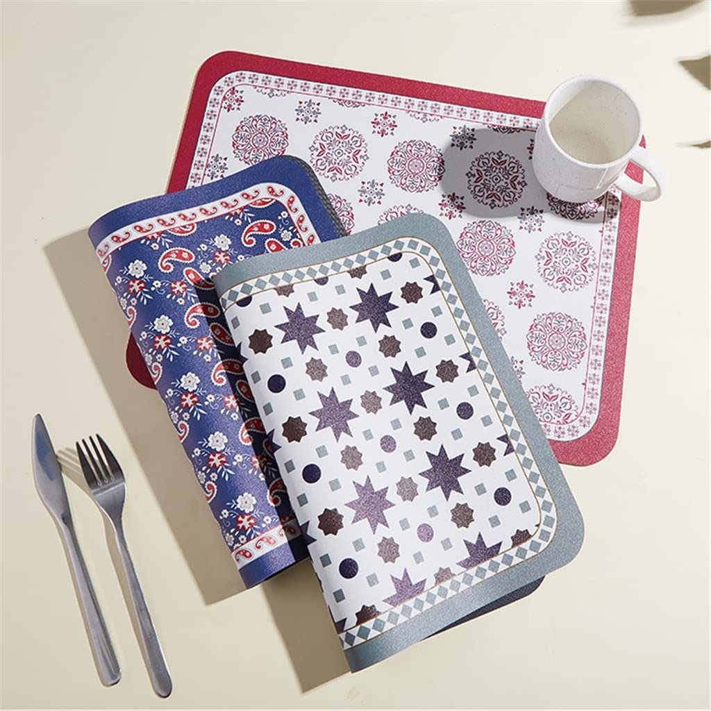 4 pièces rétro napperon en Cuir Maison Coussin Isolant Style Classique Tapis de Table Cuisine Salle à Manger Accessoires (B)
