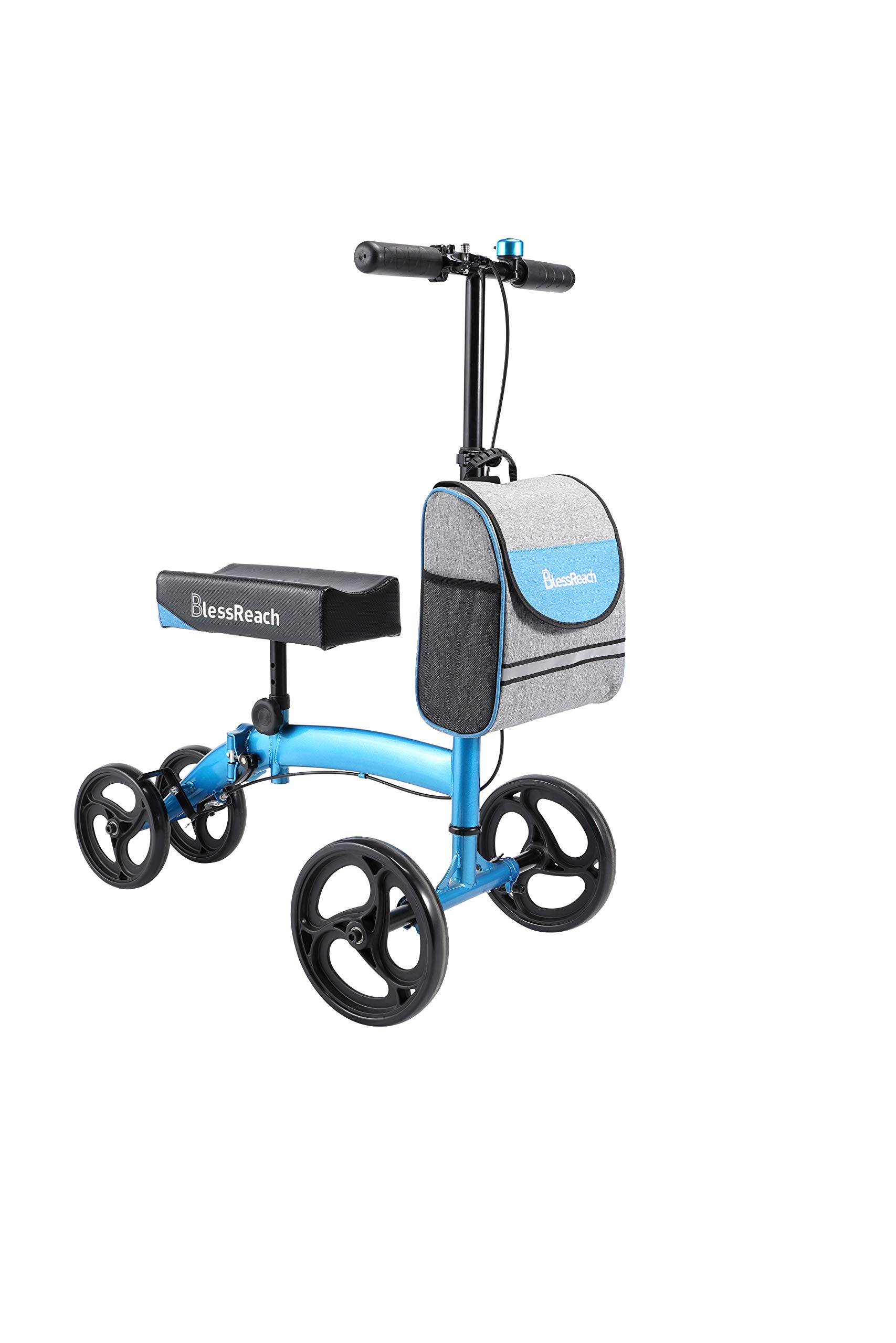 BlessReach Steerable Knee Walker Deluxe Medical Scooter for Foot Injuries Compact Crutches (Blue&Black)…