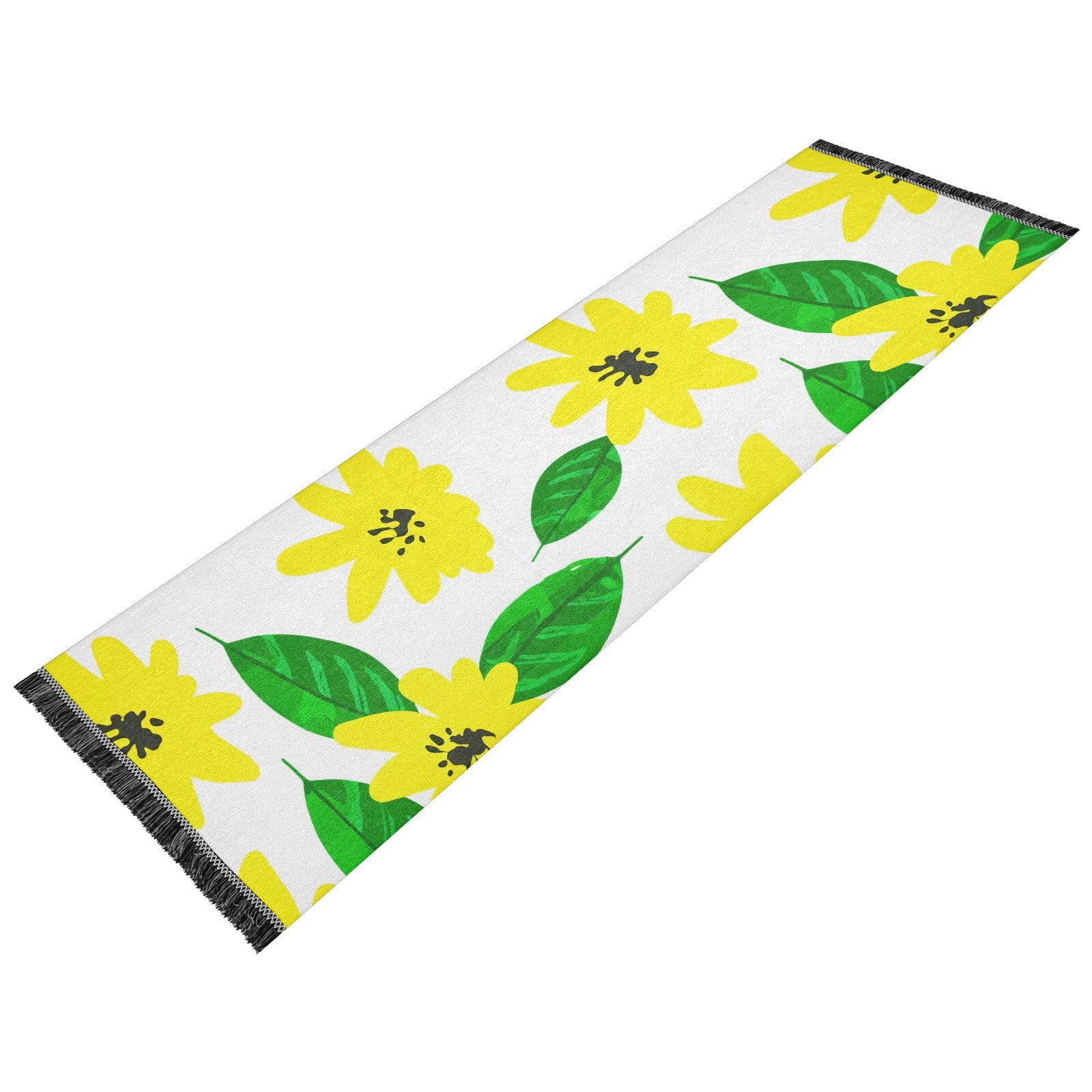 Floral Leaf Pattern White Runner Rug for Hallways Kitchen Rugs Washable Rug for Entryway Laundry Hardwood Floor