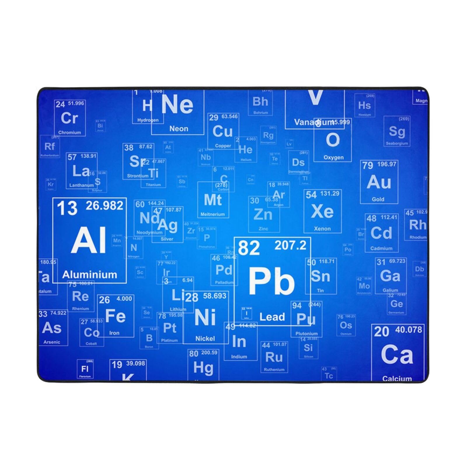 Insegnante di scienze divertente Elementi della tavola periodica, Tappeto grande antiscivolo per soggiorno e camera da letto, 160 x 120 cm.