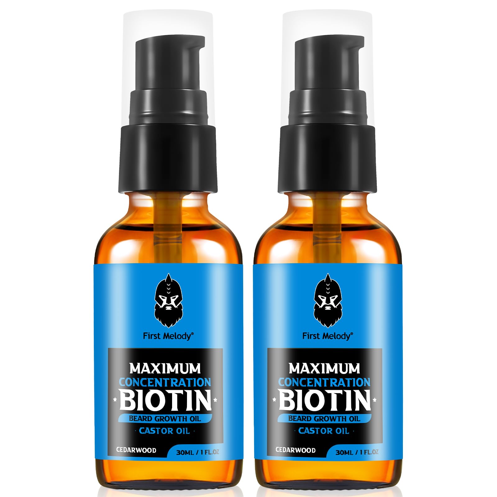 First Melody Beard Oil,Maximun Thickening Biotin, with Castor Oil and Argan & Jojoba Oils, Promotes Beard Growth, Styles, Strengthens & Softens Beards & Mustaches,1 Ounce*2（2 Pack）