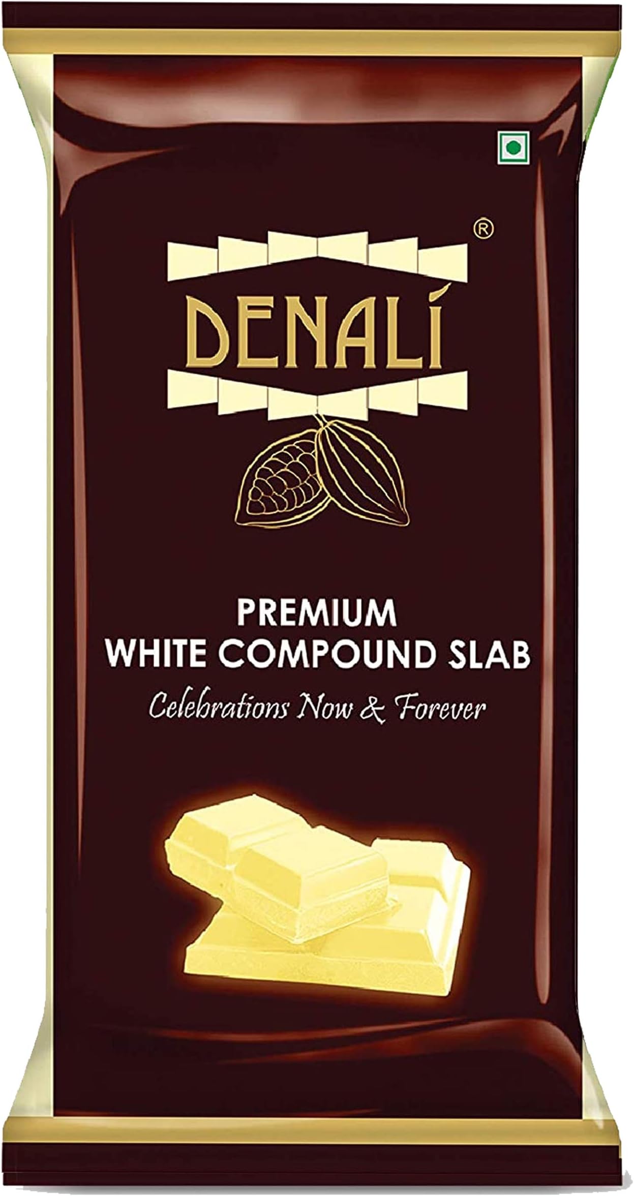 Denali Premium White Chocolate Compound Slab - Cooking Chocolate Bars for Making Chocolates, Cake Toppings, Ganache, Muffins, Mousse (400 Grams)